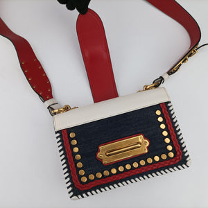 Pre-owned Prada Cahier  tassen Leder Multicolour Leather×Denim 1BD045 shoulderbag | stylenewstar