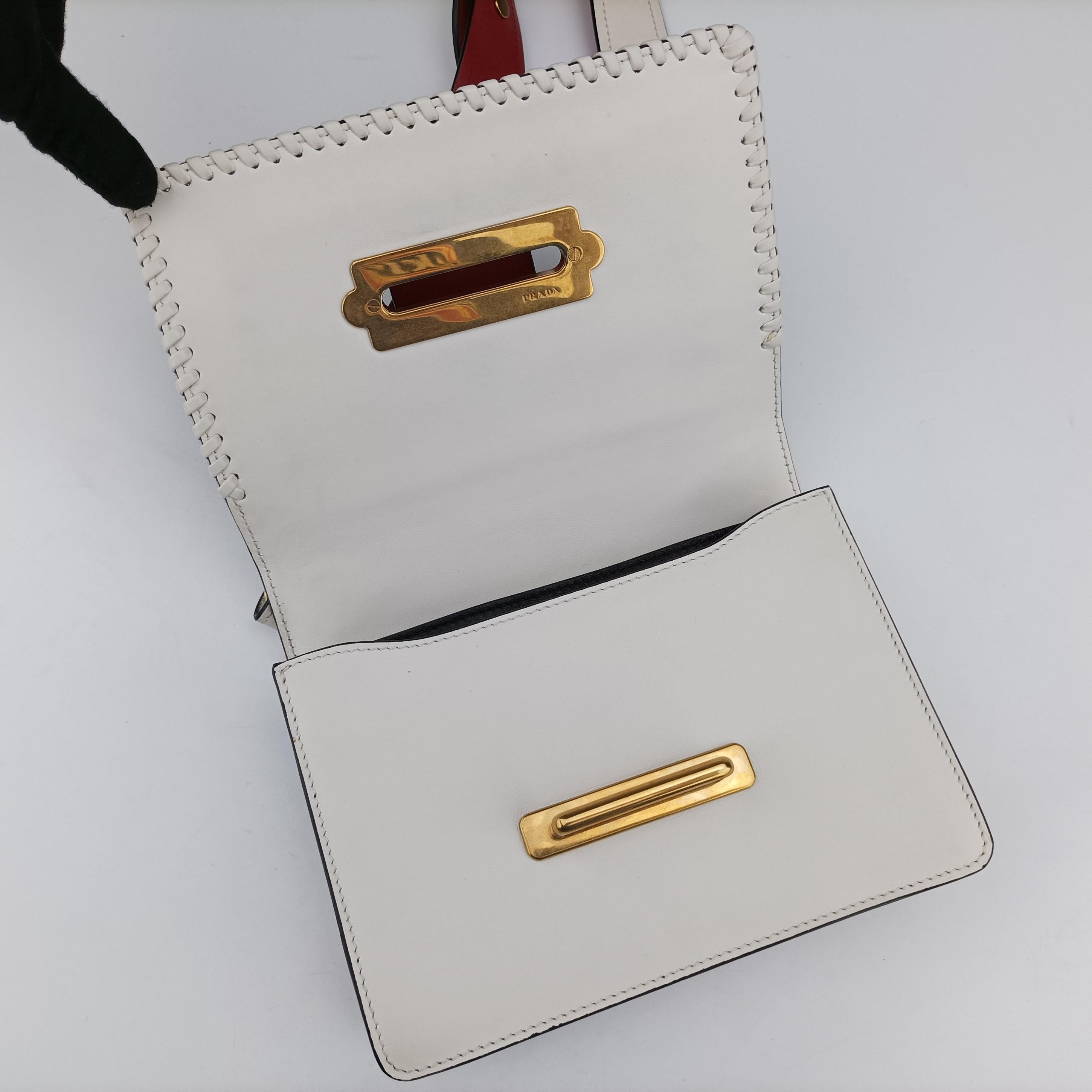 Pre-owned Prada Cahier  tassen Leder Multicolour Leather×Denim 1BD045 shoulderbag | stylenewstar