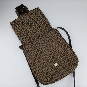 Secondhand Fendi Zucchino Brown canvas 8BT127 shoulderbag | stylenewstar