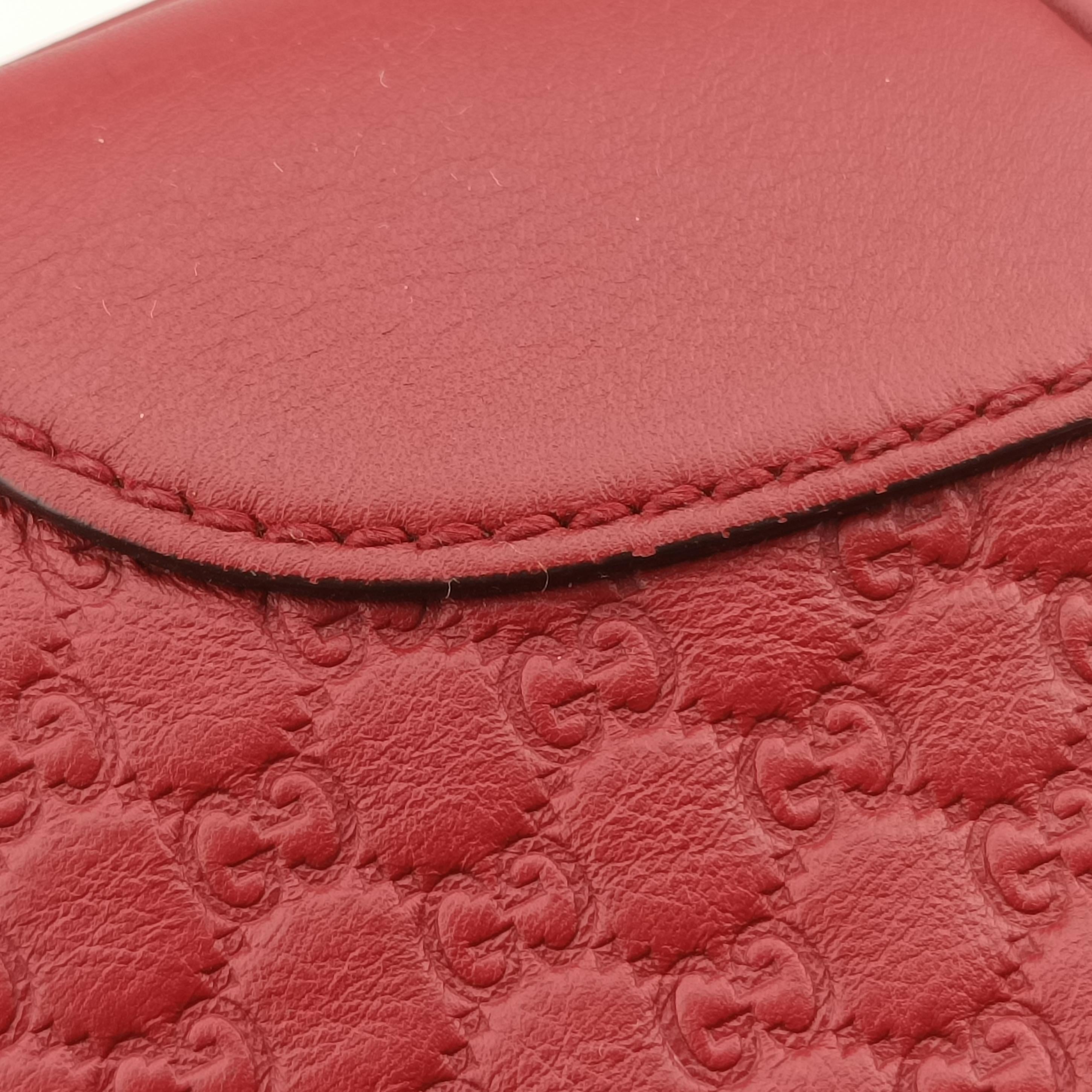 Pre-owned Gucci Bree Microguccissima Red Leather 449413 shoulderbag | stylenewstar