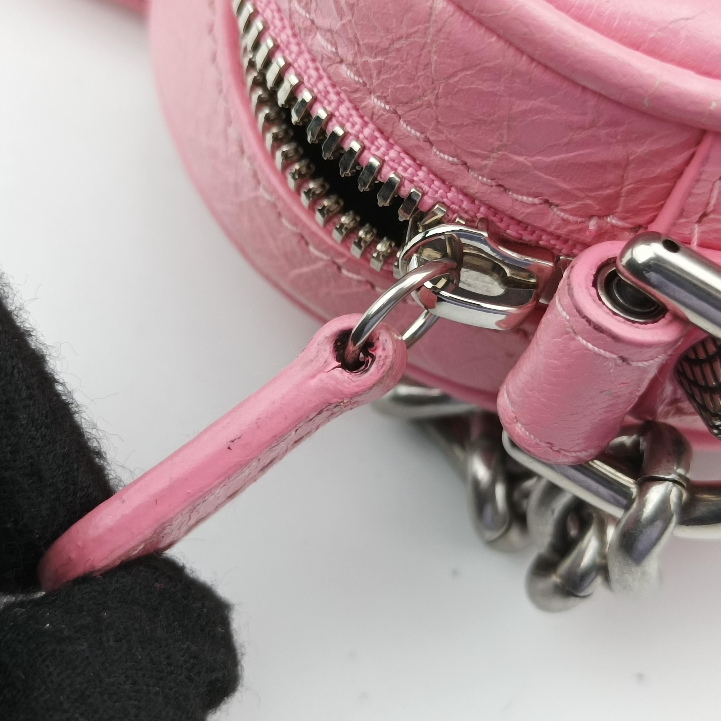 Pre-owned Balenciaga Le Cagole Heart Mini Pink lambskin  shoulderbag | stylenewstar