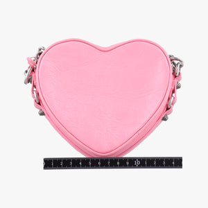 Pre-owned Balenciaga Le Cagole Heart Mini Pink lambskin  shoulderbag | stylenewstar
