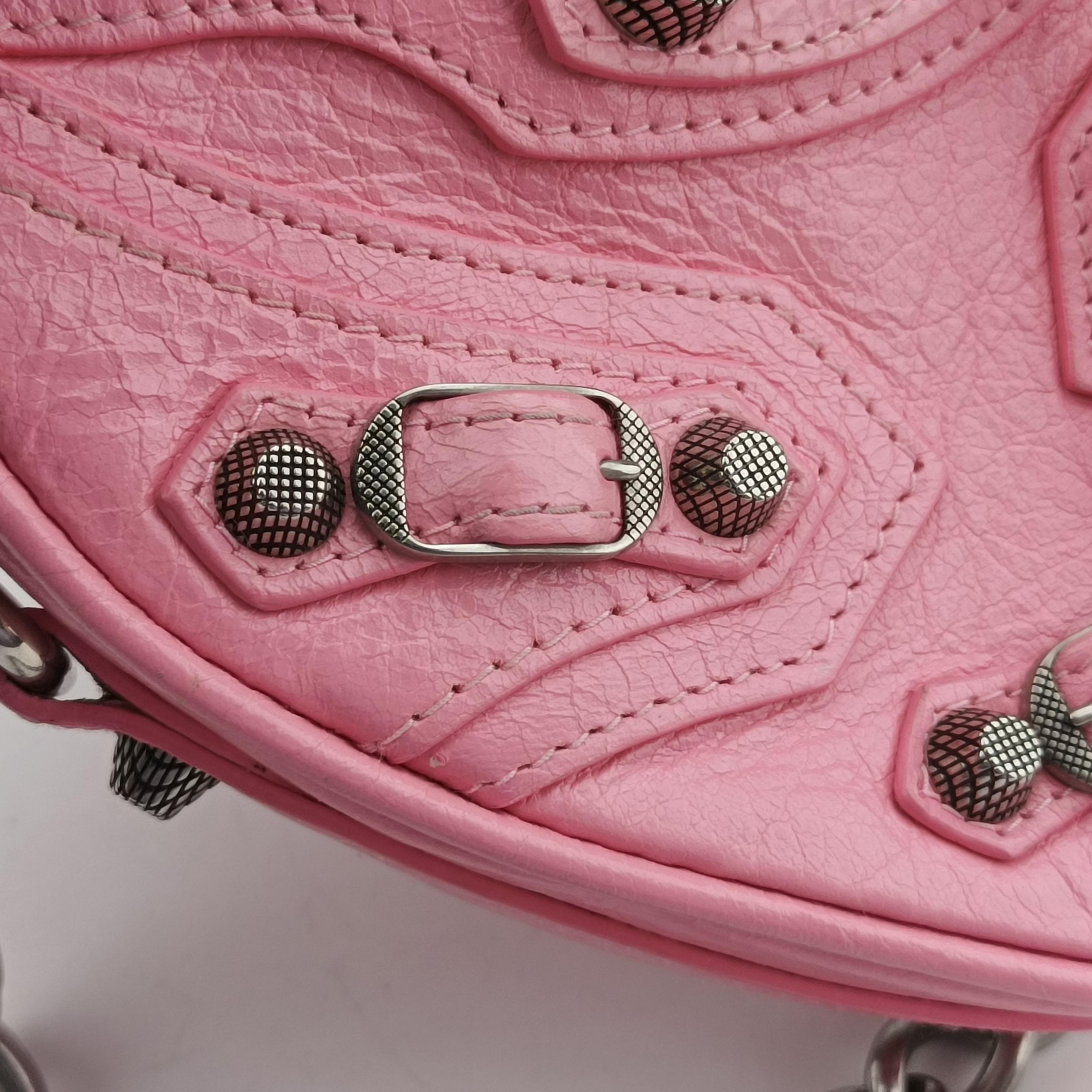 Pre-owned Balenciaga Le Cagole Heart Mini Pink lambskin  shoulderbag | stylenewstar