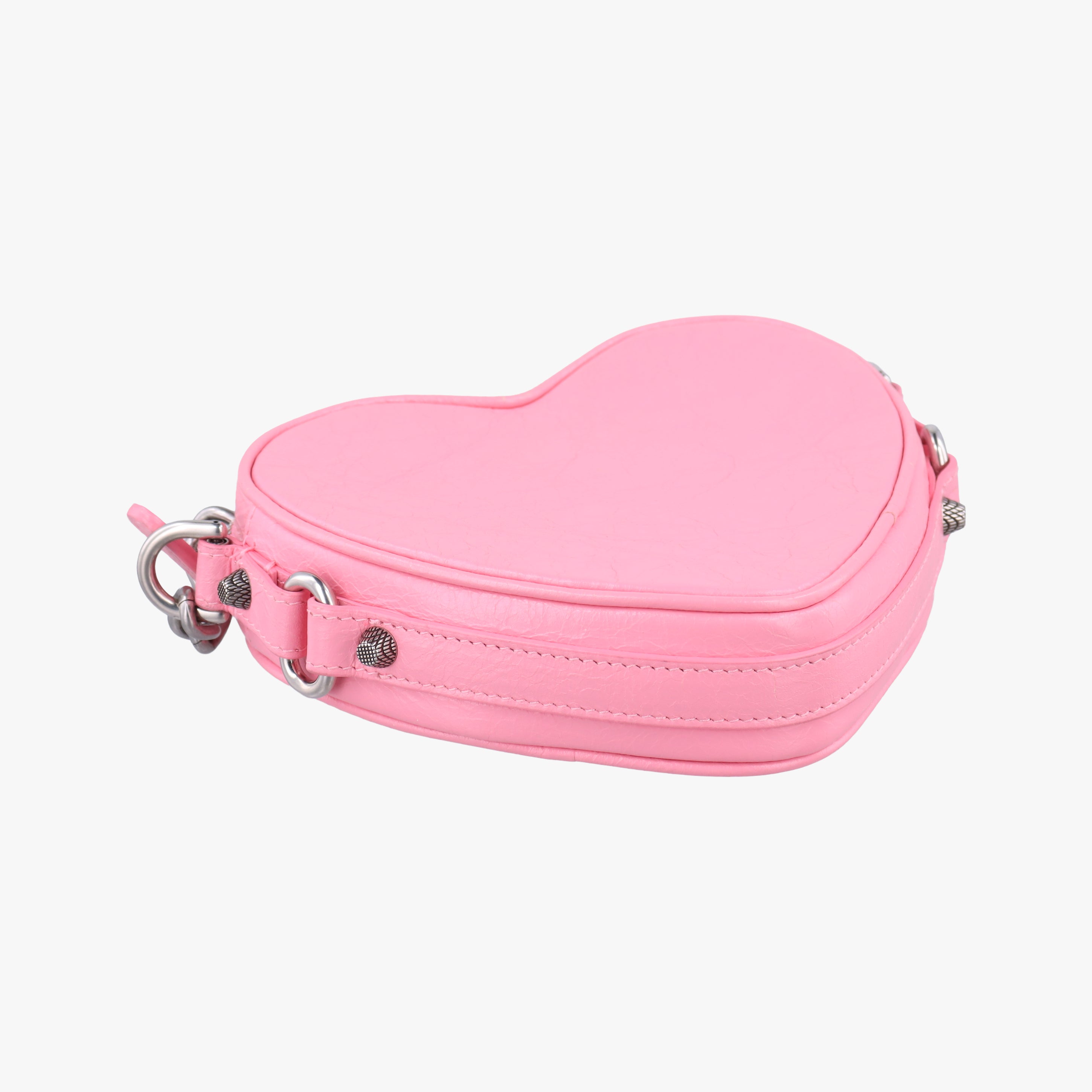 Pre-owned Balenciaga Le Cagole Heart Mini Pink lambskin  shoulderbag | stylenewstar