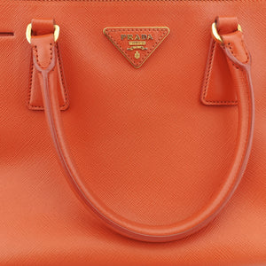 Pre-owned Prada Galleria Orange SAFFIANO Leather BN2274 shoulderbag | stylenewstar