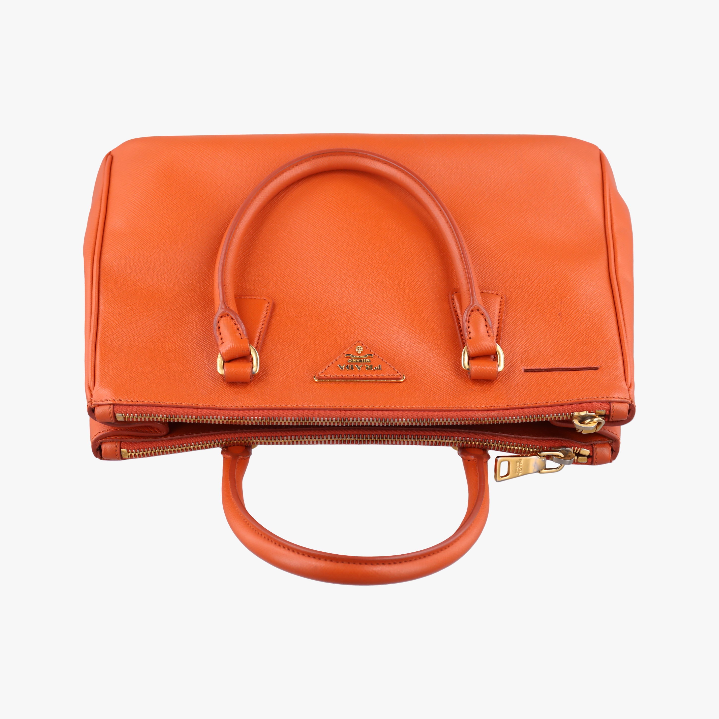 Pre-owned Prada Galleria Orange SAFFIANO Leather BN2274 shoulderbag | stylenewstar