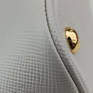 Secondhand Prada Double Cuir White SAFFIANO Leather BN2755 handbag | stylenewstar