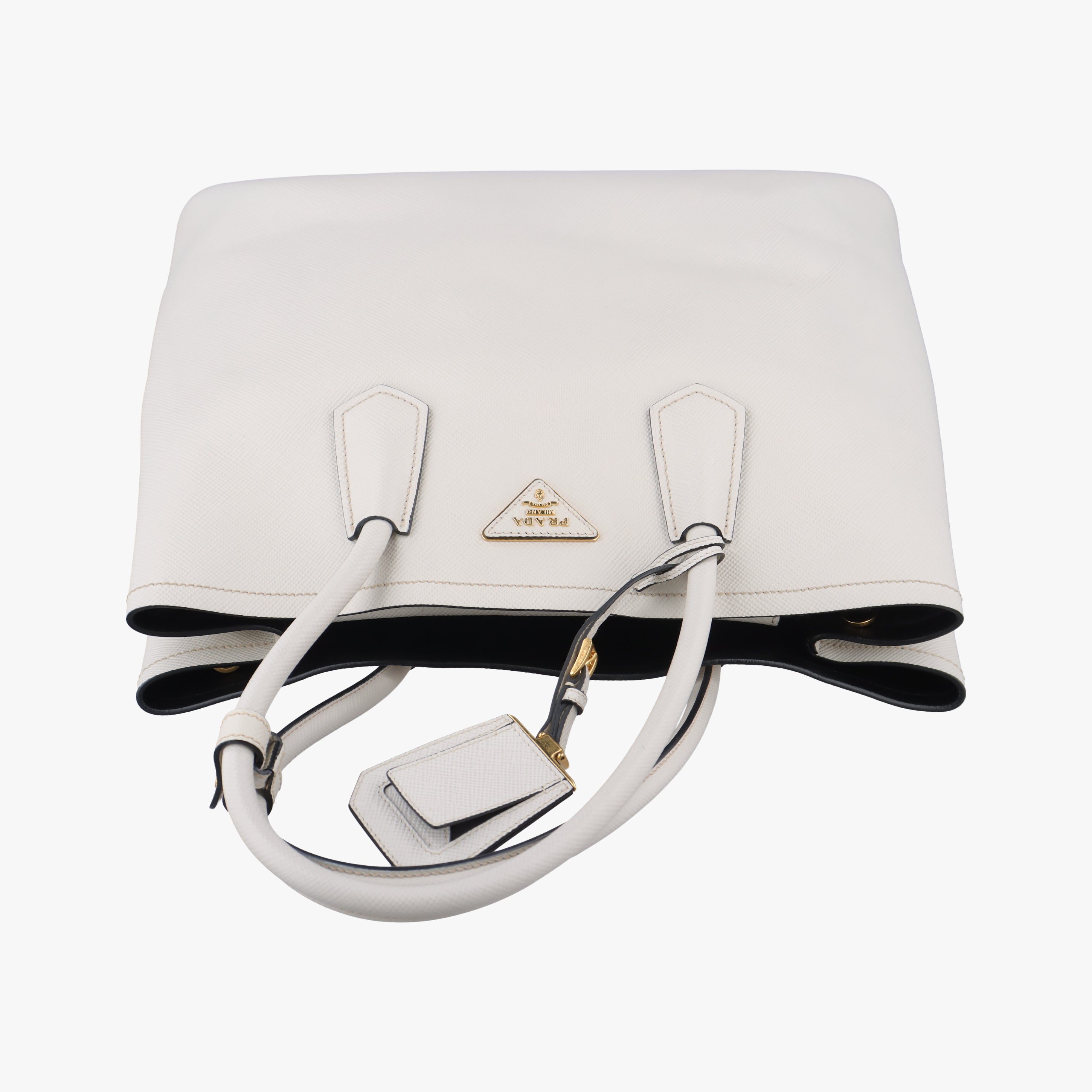 Secondhand Prada Double Cuir White SAFFIANO Leather BN2755 handbag | stylenewstar