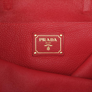 Vintage Prada Triangle Logo Red Leather  shoulderbag | stylenewstar