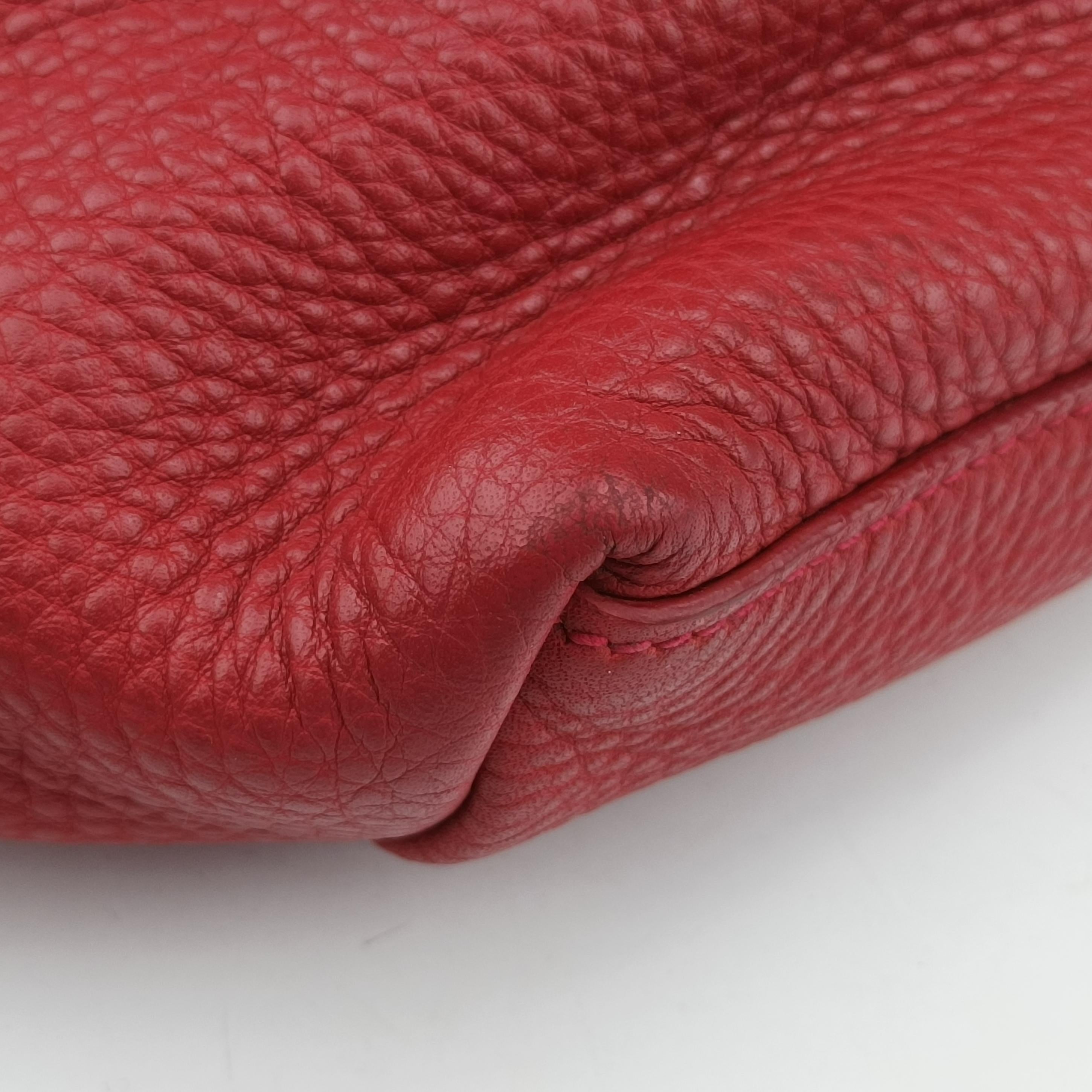 Vintage Prada Triangle Logo Red Leather  shoulderbag | stylenewstar