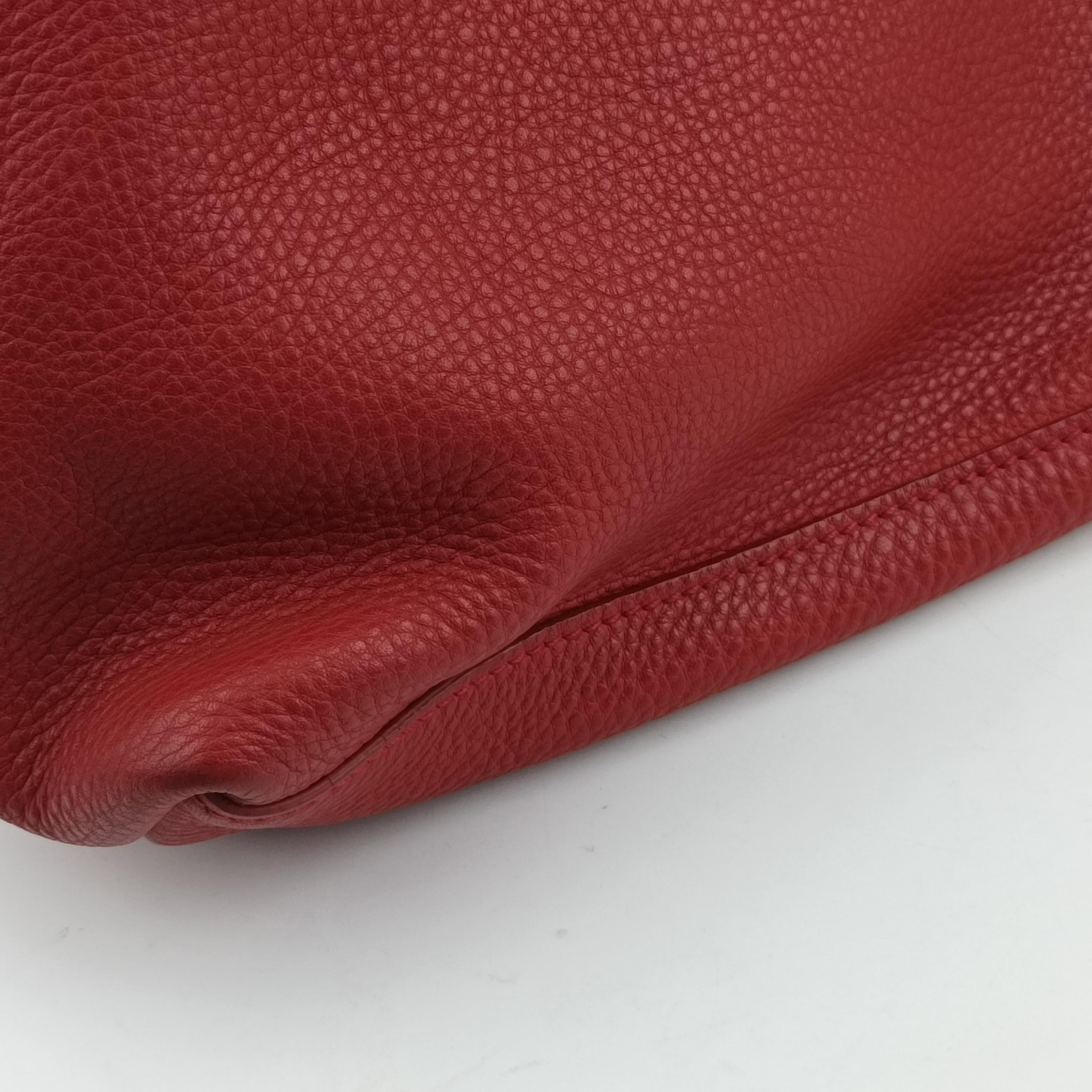 Vintage Prada Triangle Logo Red Leather  shoulderbag | stylenewstar