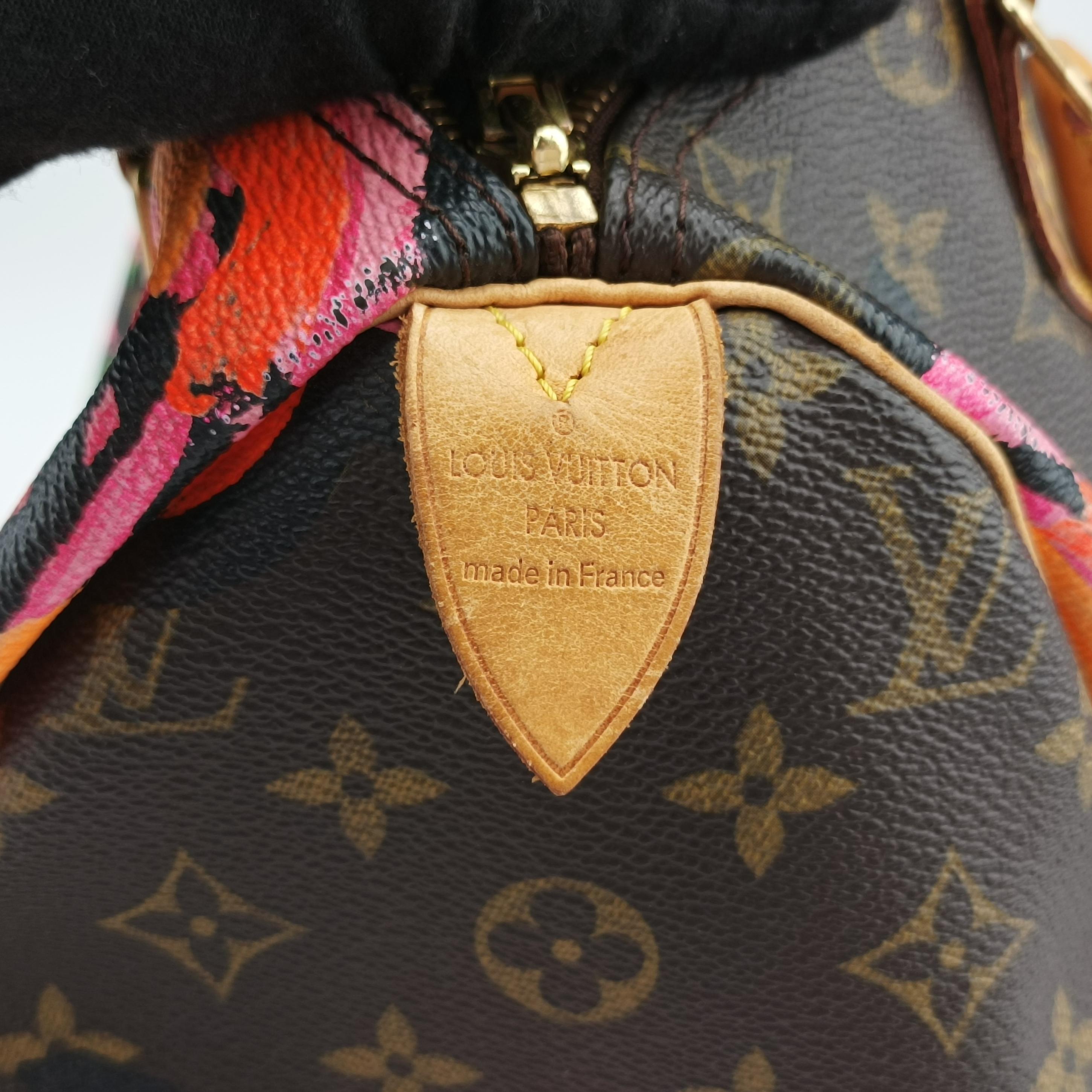 Secondhand Louis Vuitton SPEEDY 30 brown×Multicolor Monogram Rose M48610 handbag | stylenewstar