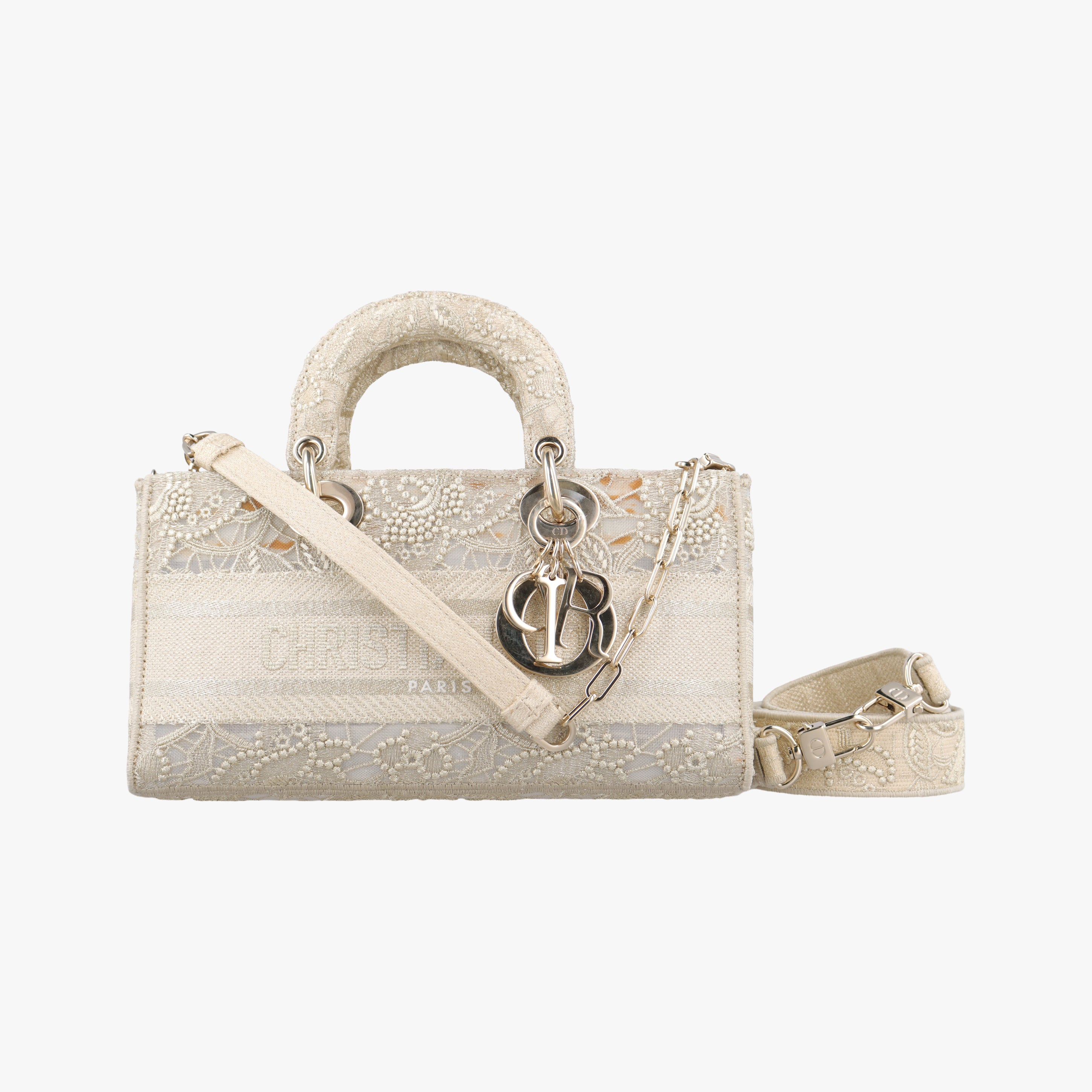 Pre-owned Christian Dior D JOY Beige fabric  shoulderbag | stylenewstar