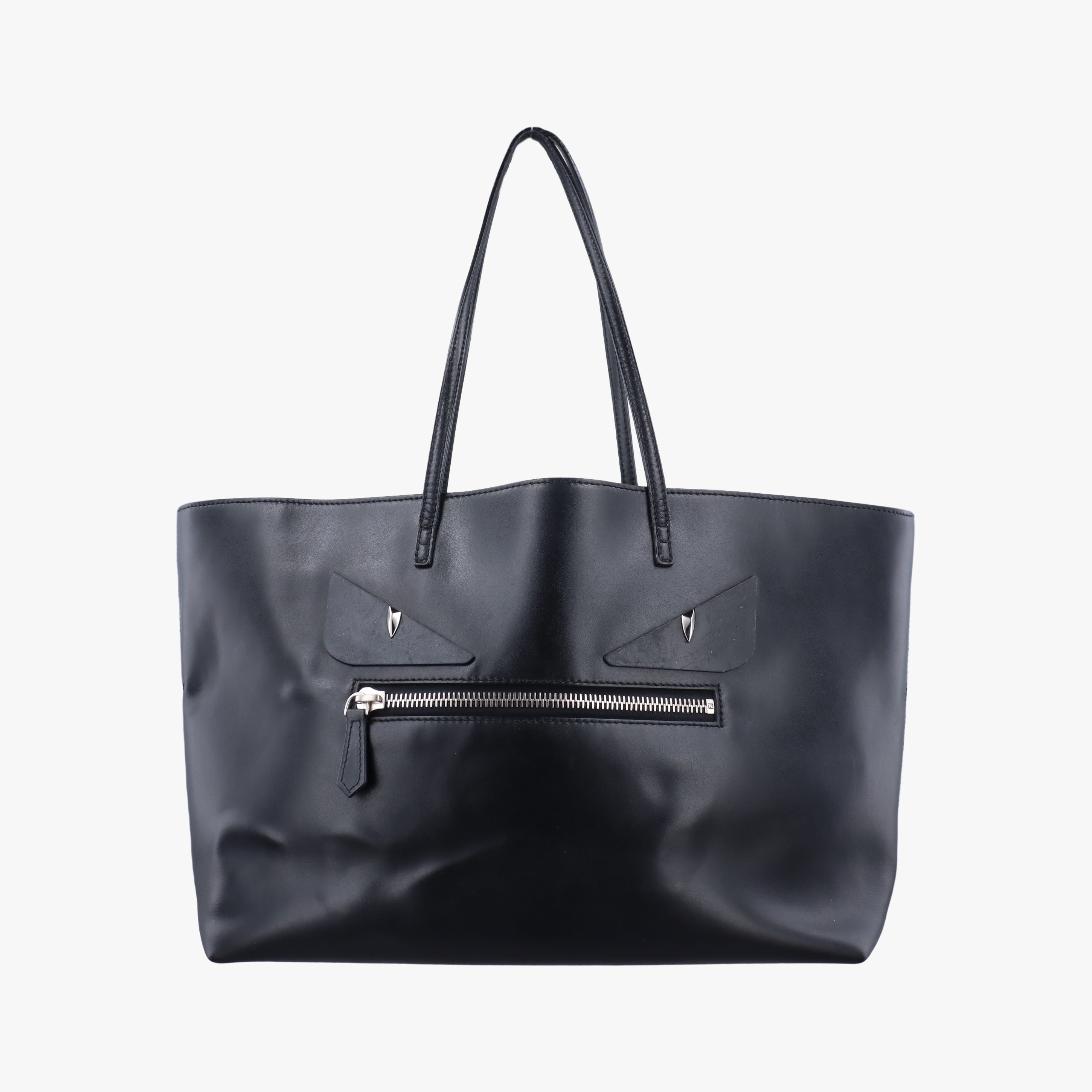 Pre-owned Fendi Hollow Tote Black Leather 8BH185 handbag | stylenewstar