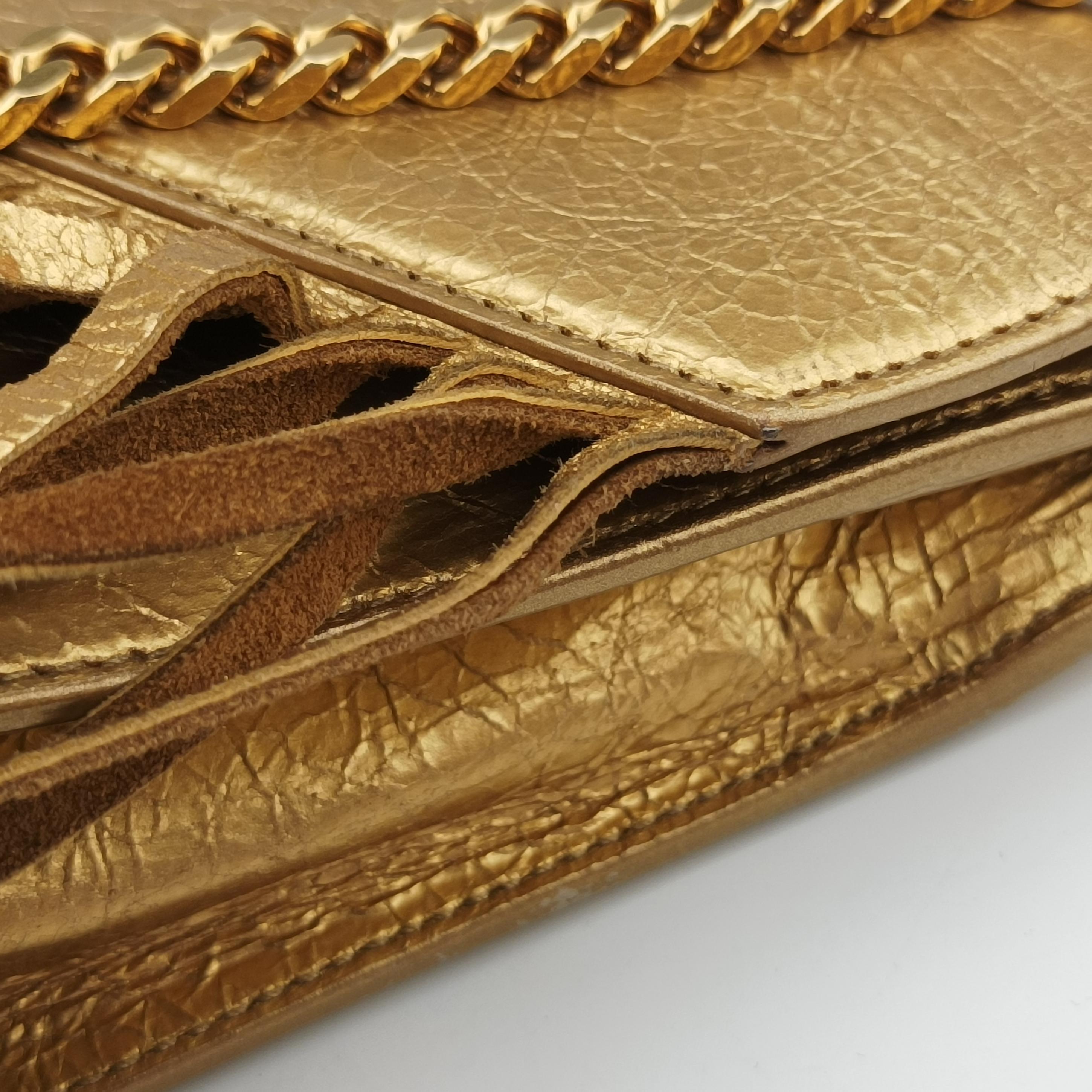 Pre-owned Yves Saint Laurent Monogram Fringe Golden Leather 381668 shoulderbag | stylenewstar