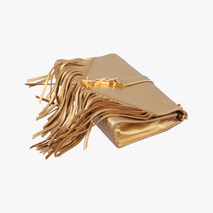 Pre-owned Yves Saint Laurent Monogram Fringe Golden Leather 381668 shoulderbag | stylenewstar