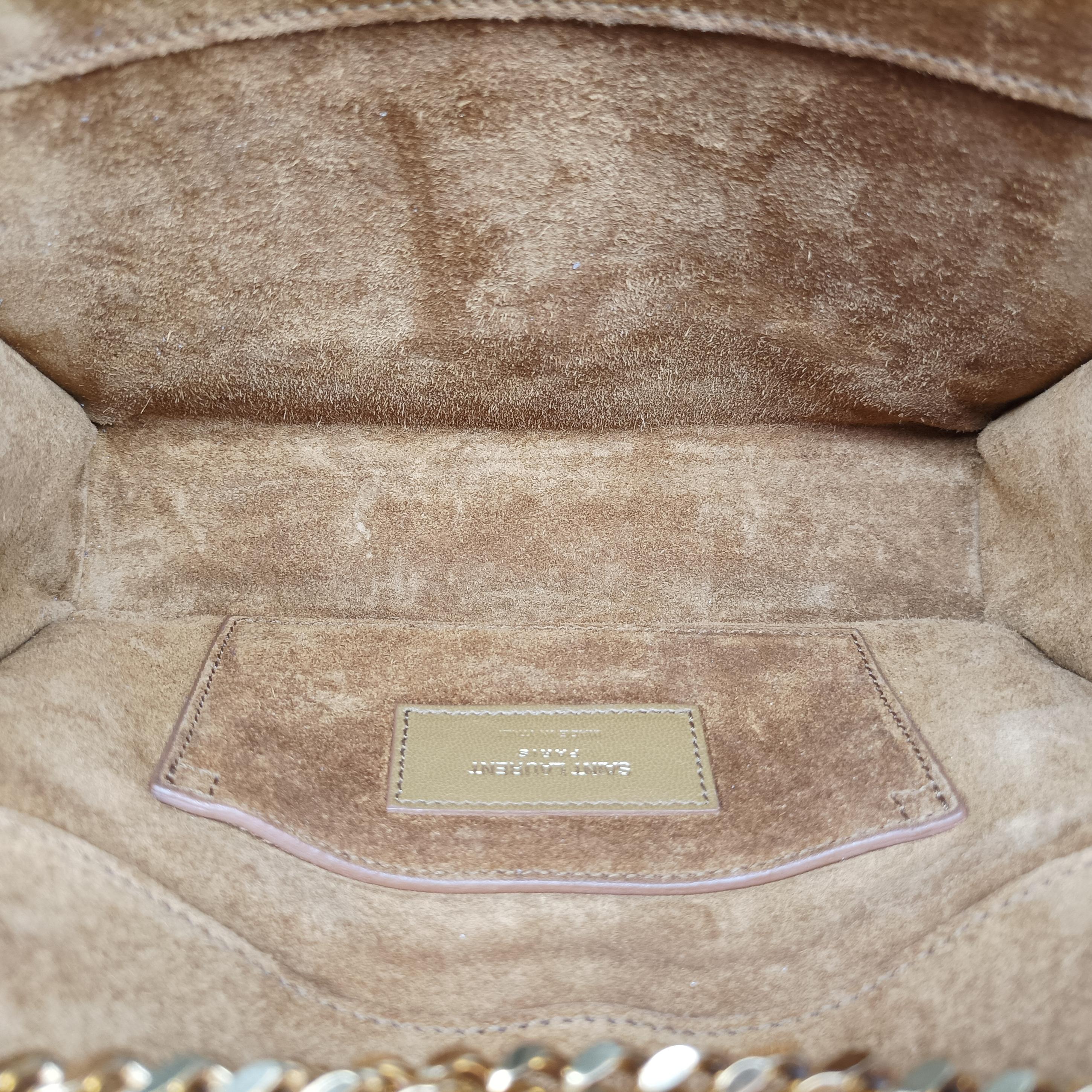 Pre-owned Yves Saint Laurent Monogram Fringe Golden Leather 381668 shoulderbag | stylenewstar