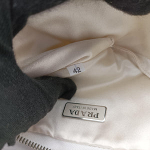 Pre-owned Prada Triangle Crystal White Leather 1NR015 shoulderbag | stylenewstar