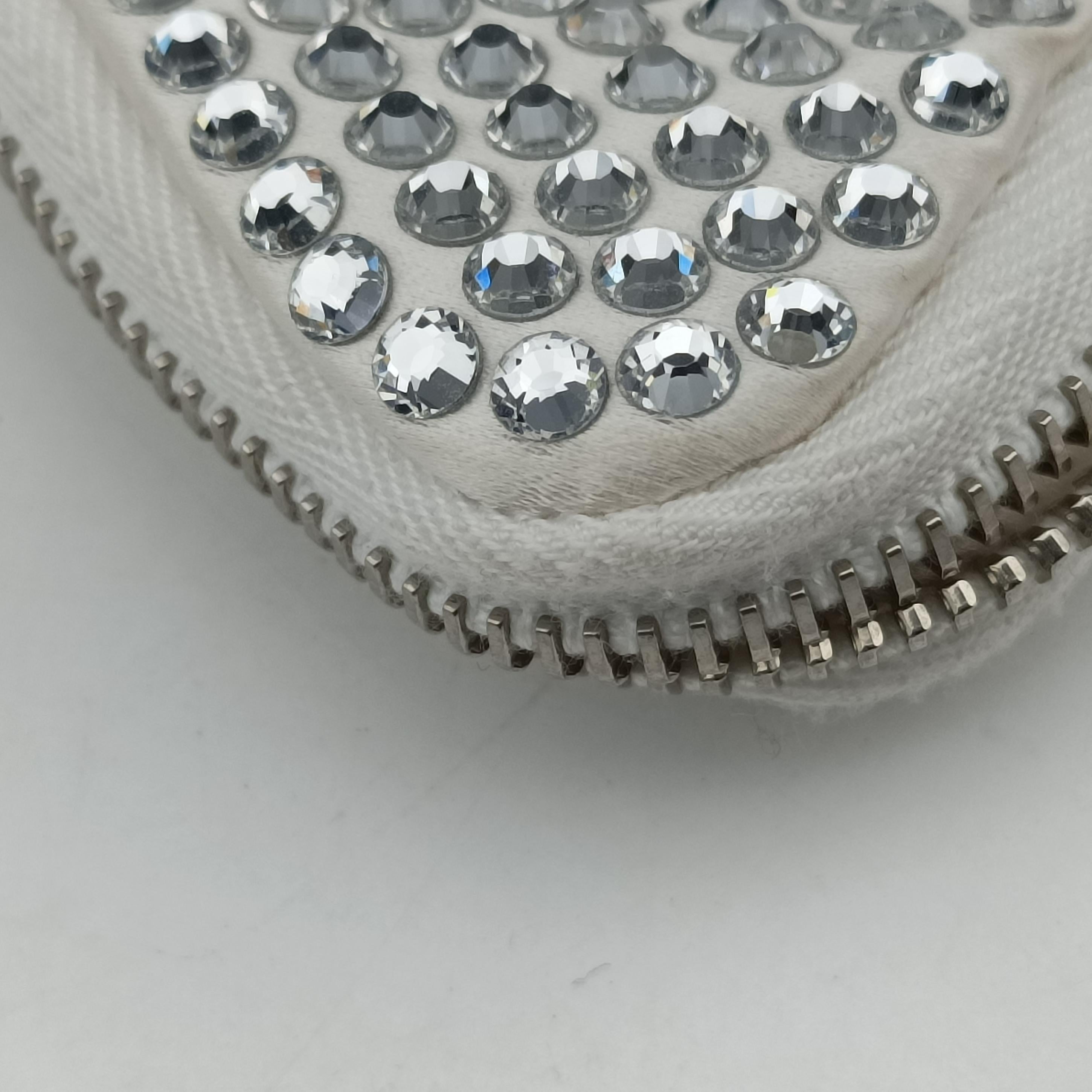 Pre-owned Prada Triangle Crystal White Leather 1NR015 shoulderbag | stylenewstar