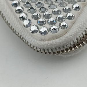 Pre-owned Prada Triangle Crystal White Leather 1NR015 shoulderbag | stylenewstar