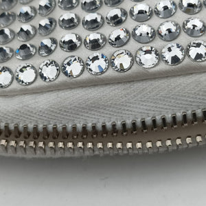 Pre-owned Prada Triangle Crystal White Leather 1NR015 shoulderbag | stylenewstar