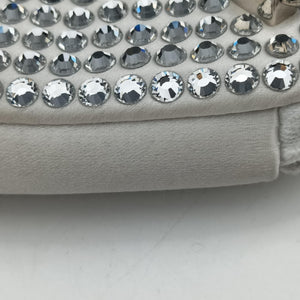 Pre-owned Prada Triangle Crystal White Leather 1NR015 shoulderbag | stylenewstar