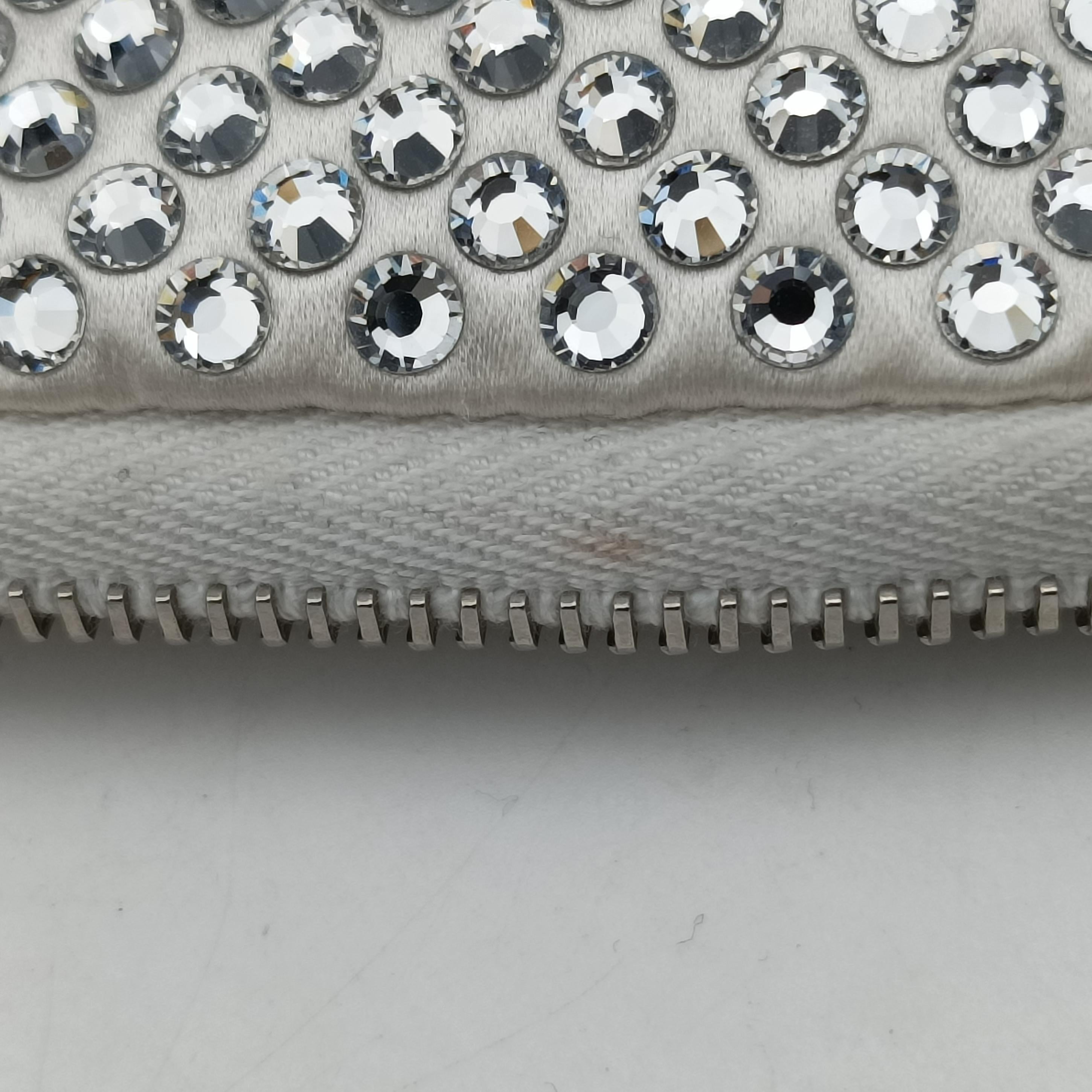 Pre-owned Prada Triangle Crystal White Leather 1NR015 shoulderbag | stylenewstar