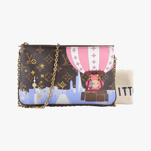 Vintage Louis Vuitton Pochette Double Zip brown×multicolor Monogram Canvas M68486 shoulderbag | stylenewstar