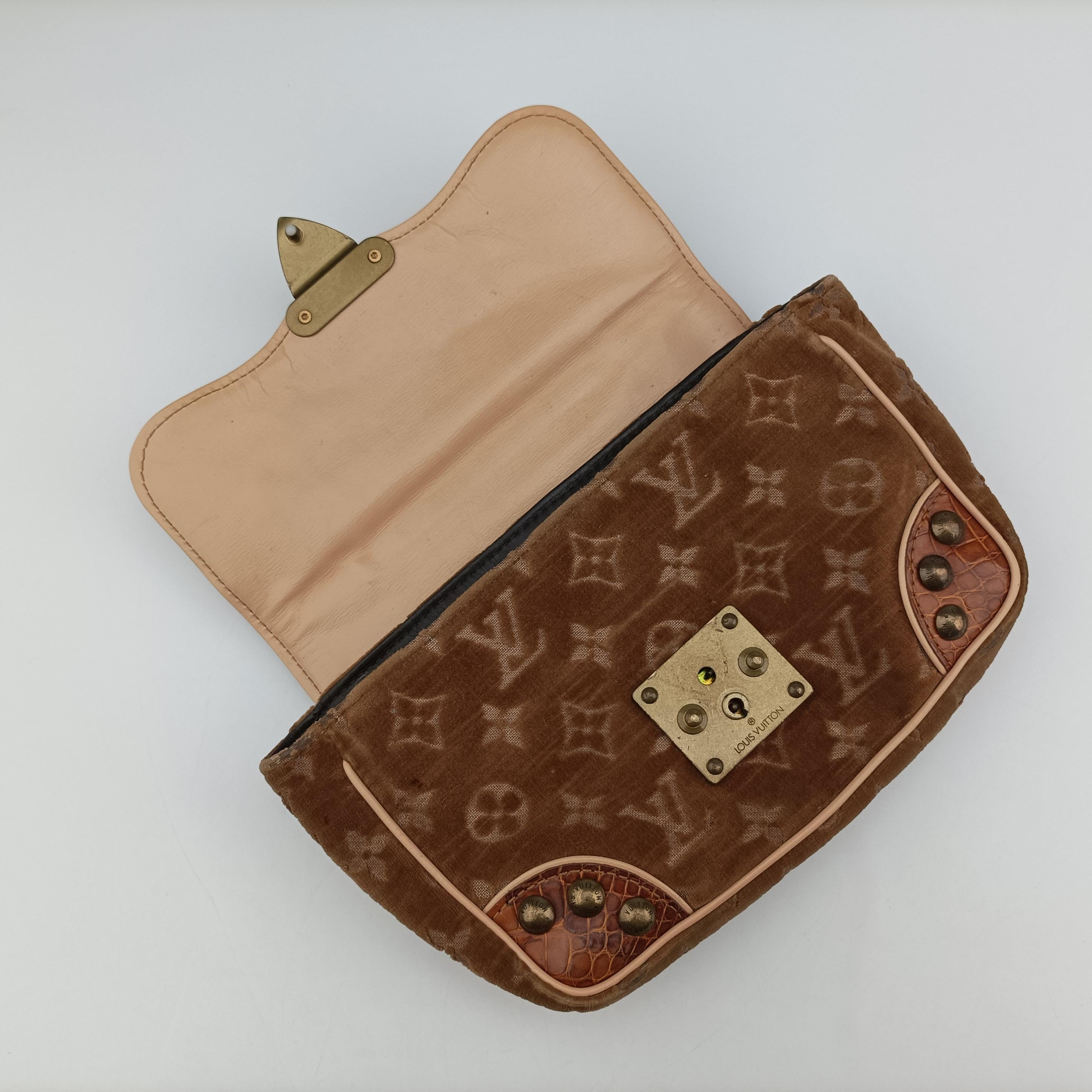Pre-owned Louis Vuitton Irvine Brown x Multicolor Velour x Alligator M92773 handbag | stylenewstar
