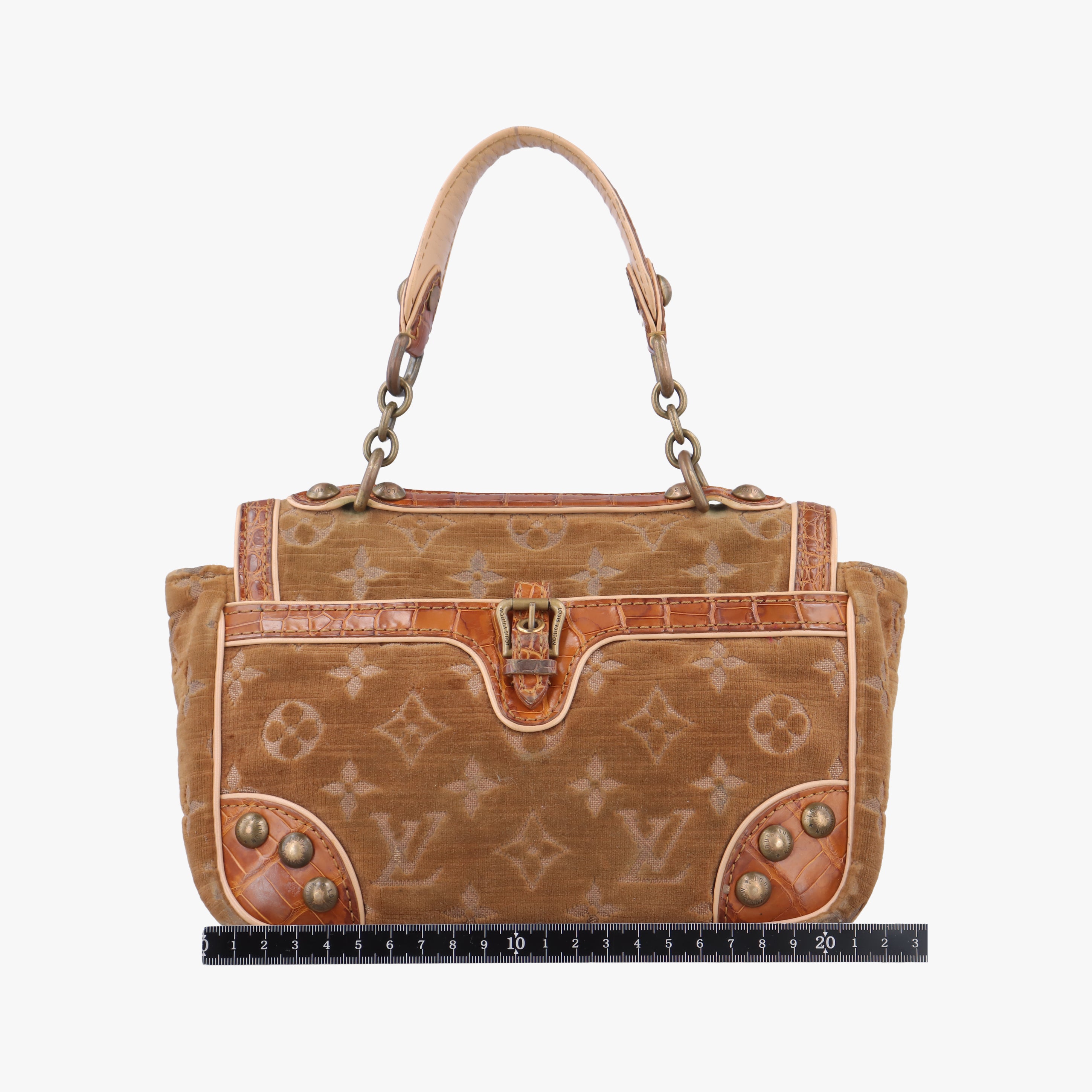 Pre-owned Louis Vuitton Irvine Brown x Multicolor Velour x Alligator M92773 handbag | stylenewstar