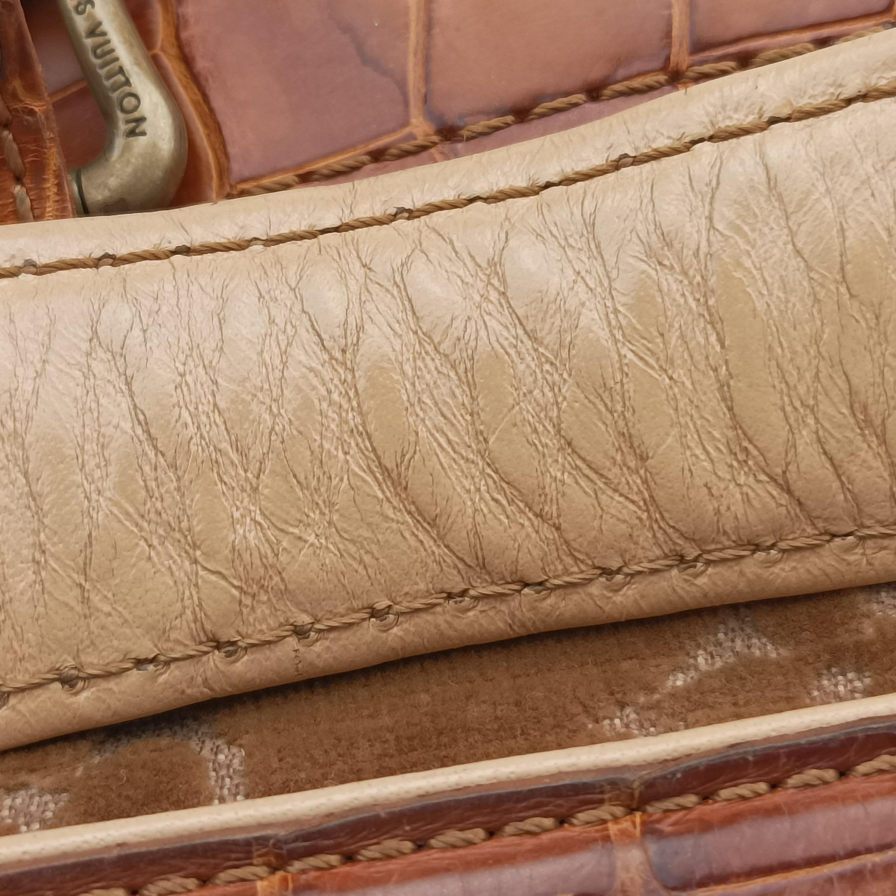 Pre-owned Louis Vuitton Irvine Brown x Multicolor Velour x Alligator M92773 handbag | stylenewstar