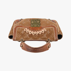 Pre-owned Louis Vuitton Irvine Brown x Multicolor Velour x Alligator M92773 handbag | stylenewstar