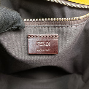 Pre-owned Fendi Zucca Flat Baguette Yellow×white Leather×canvas 7VA524 shoulderbag | stylenewstar