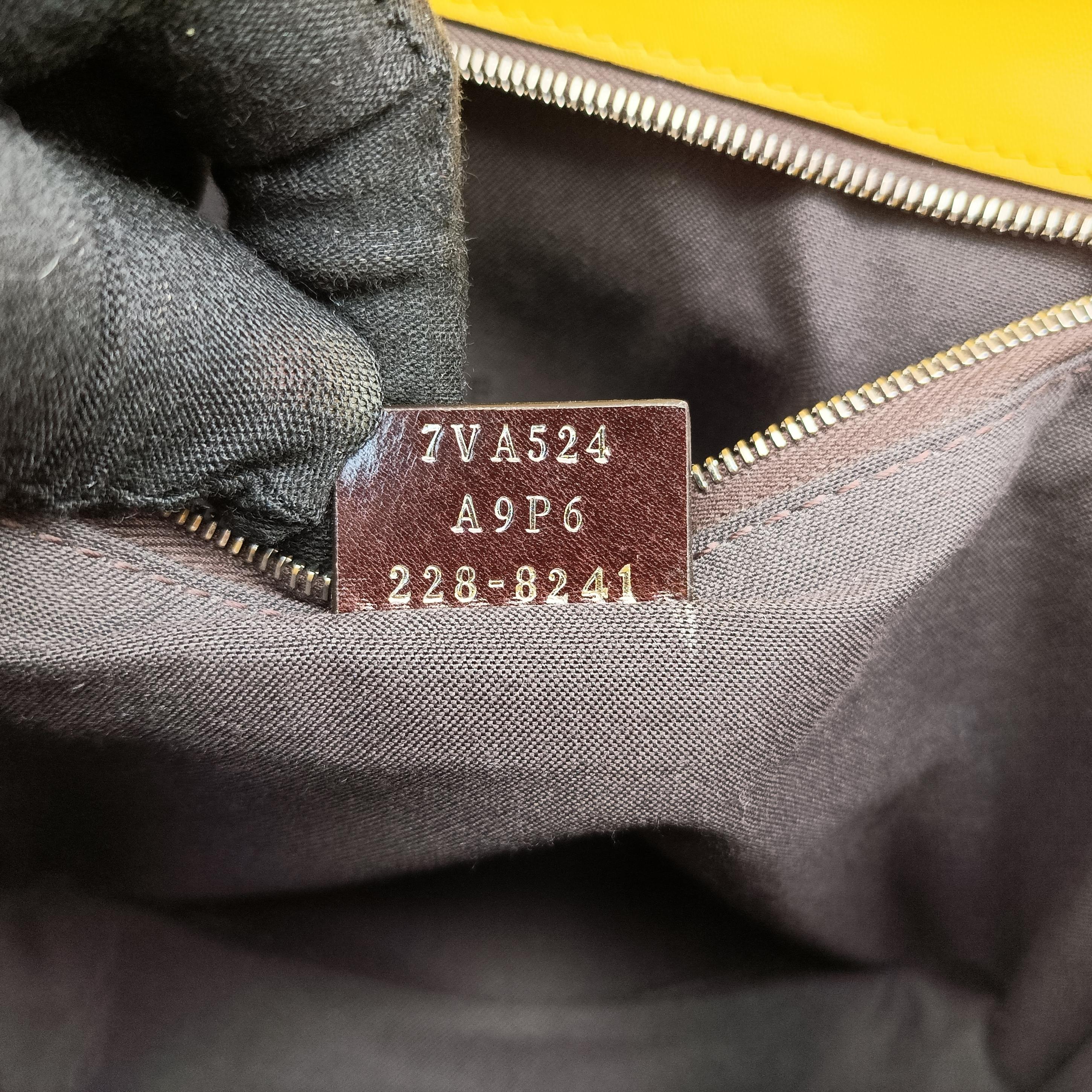 Pre-owned Fendi Zucca Flat Baguette Yellow×white Leather×canvas 7VA524 shoulderbag | stylenewstar