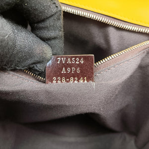 Pre-owned Fendi Zucca Flat Baguette Yellow×white Leather×canvas 7VA524 shoulderbag | stylenewstar