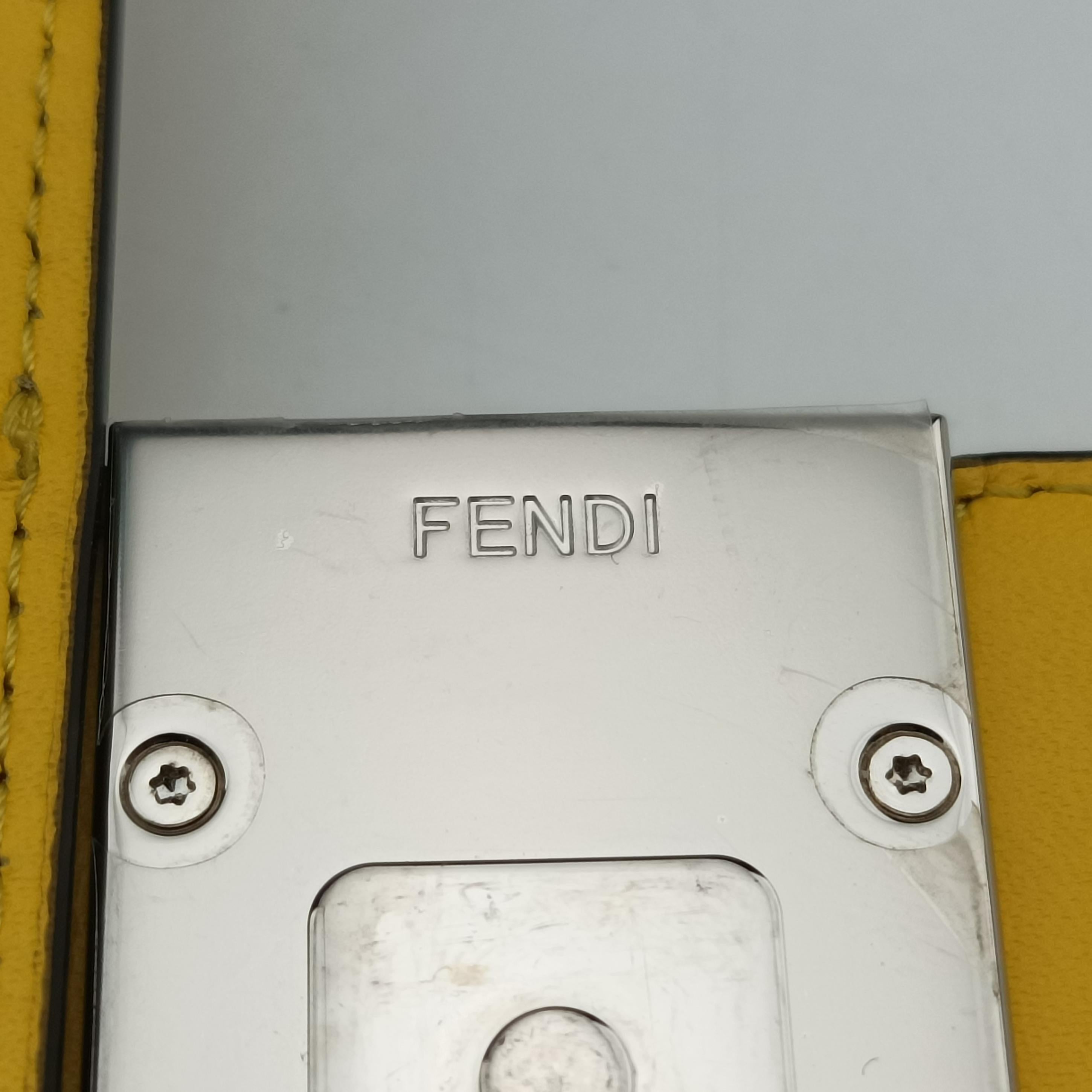 Pre-owned Fendi Zucca Flat Baguette Yellow×white Leather×canvas 7VA524 shoulderbag | stylenewstar