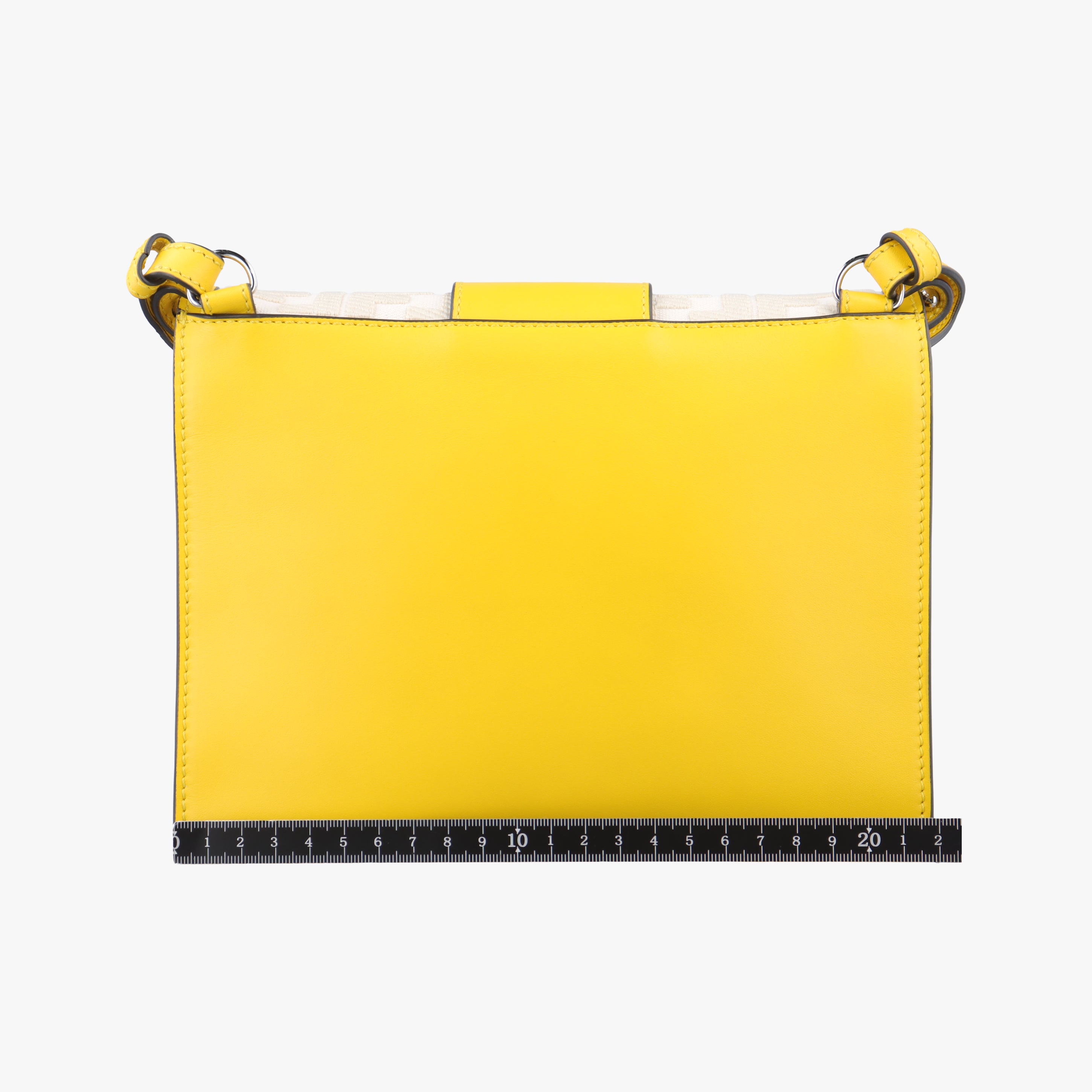 Pre-owned Fendi Zucca Flat Baguette Yellow×white Leather×canvas 7VA524 shoulderbag | stylenewstar