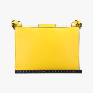 Pre-owned Fendi Zucca Flat Baguette Yellow×white Leather×canvas 7VA524 shoulderbag | stylenewstar