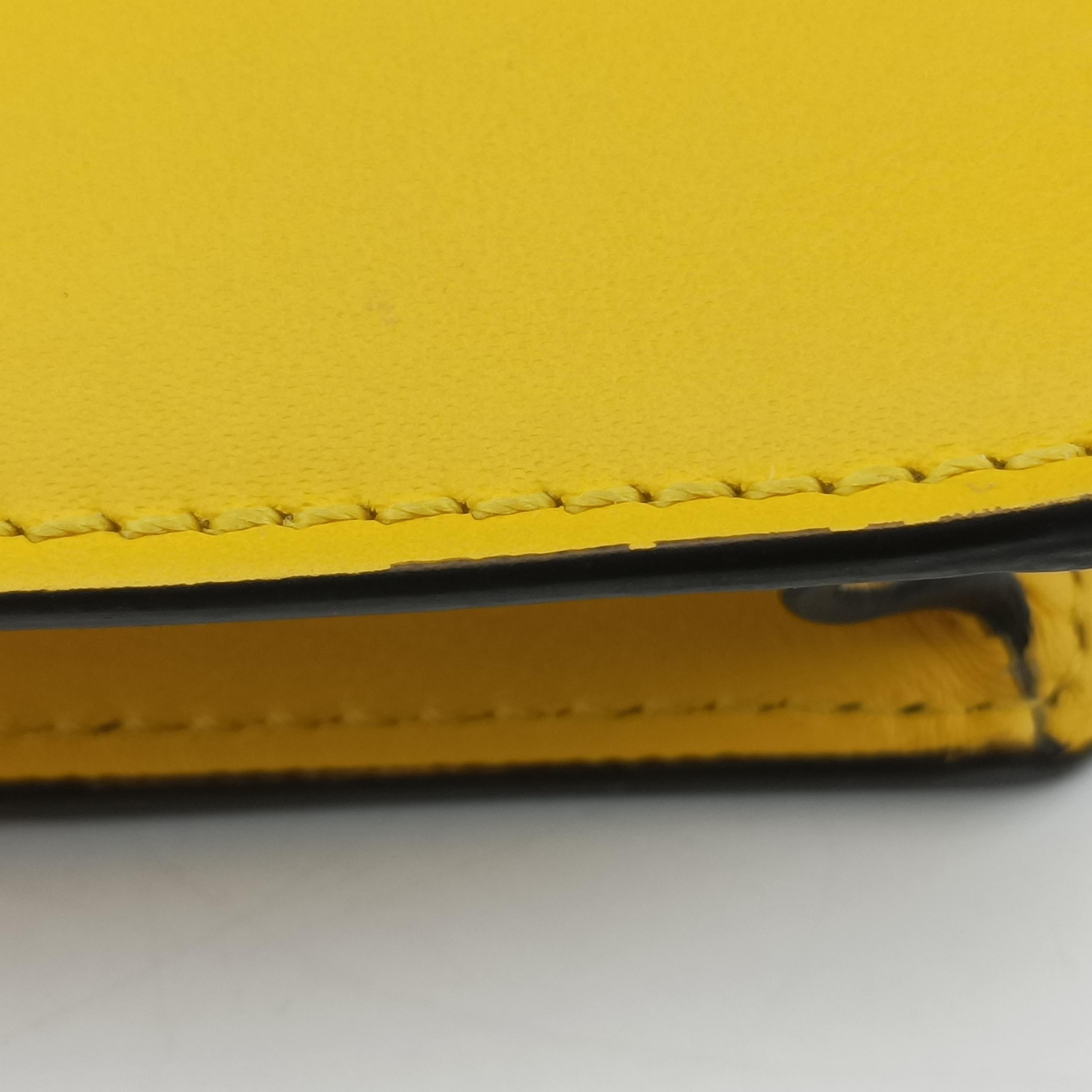 Pre-owned Fendi Zucca Flat Baguette Yellow×white Leather×canvas 7VA524 shoulderbag | stylenewstar