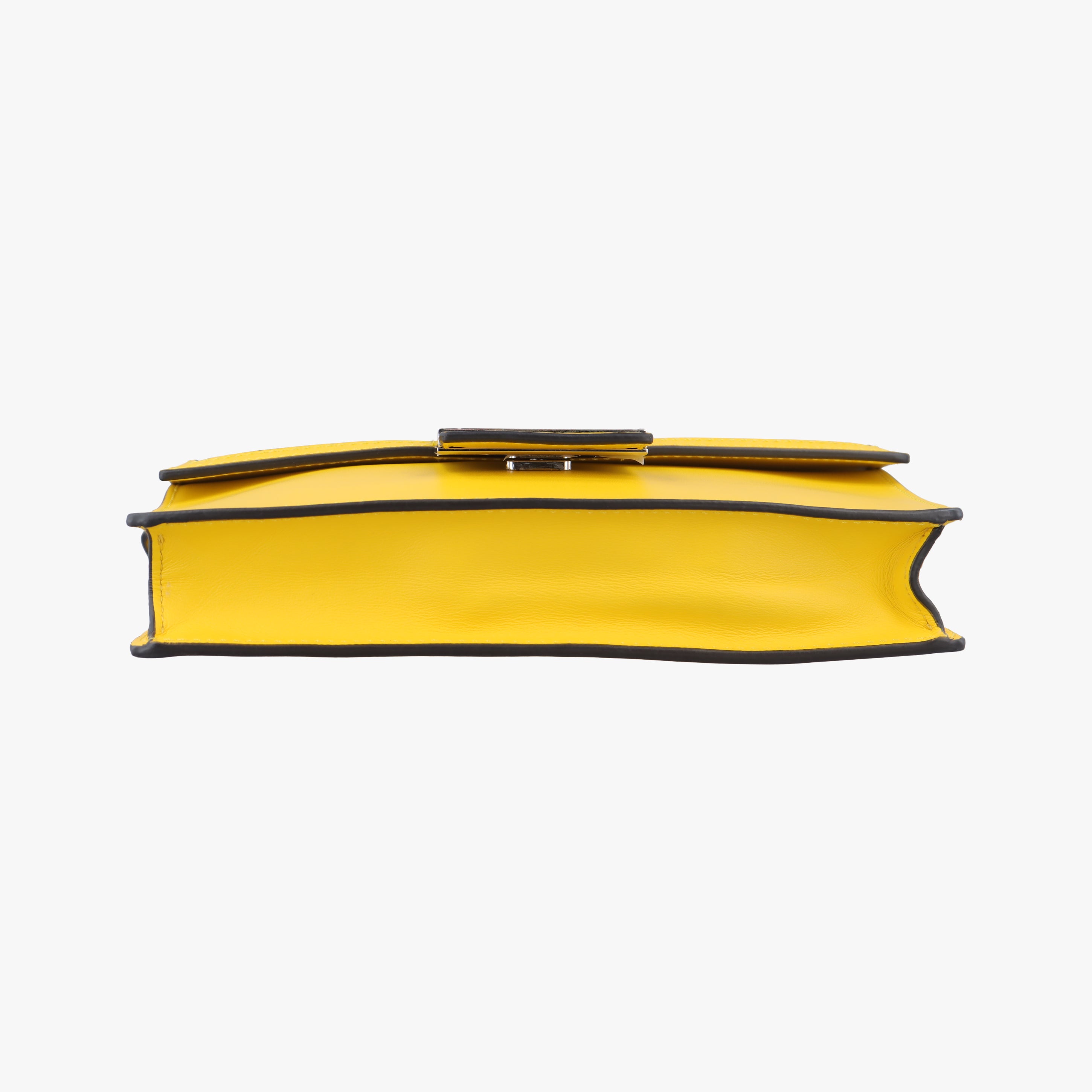 Pre-owned Fendi Zucca Flat Baguette Yellow×white Leather×canvas 7VA524 shoulderbag | stylenewstar