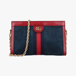 Pre-owned Gucci Ophidia Navy×red Suede x leather 503877 shoulderbag | stylenewstar