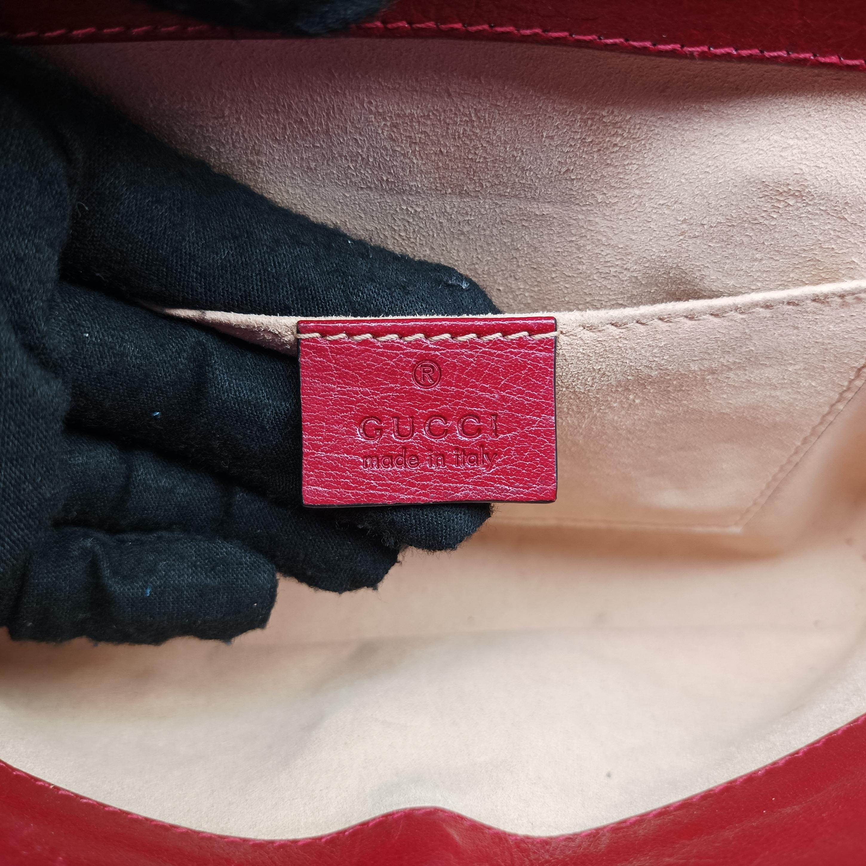 Pre-owned Gucci Ophidia Navy×red Suede x leather 503877 shoulderbag | stylenewstar