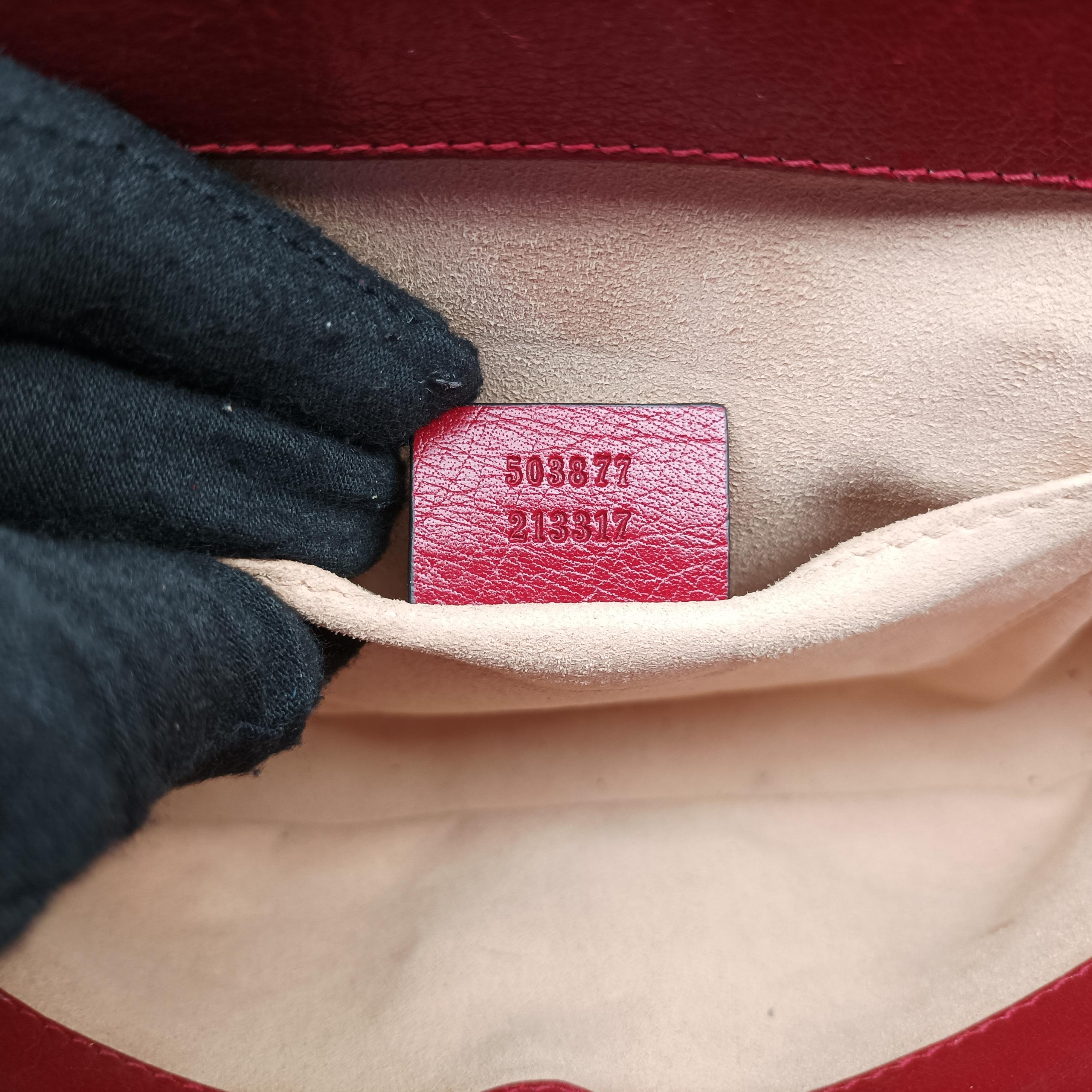 Pre-owned Gucci Ophidia Navy×red Suede x leather 503877 shoulderbag | stylenewstar