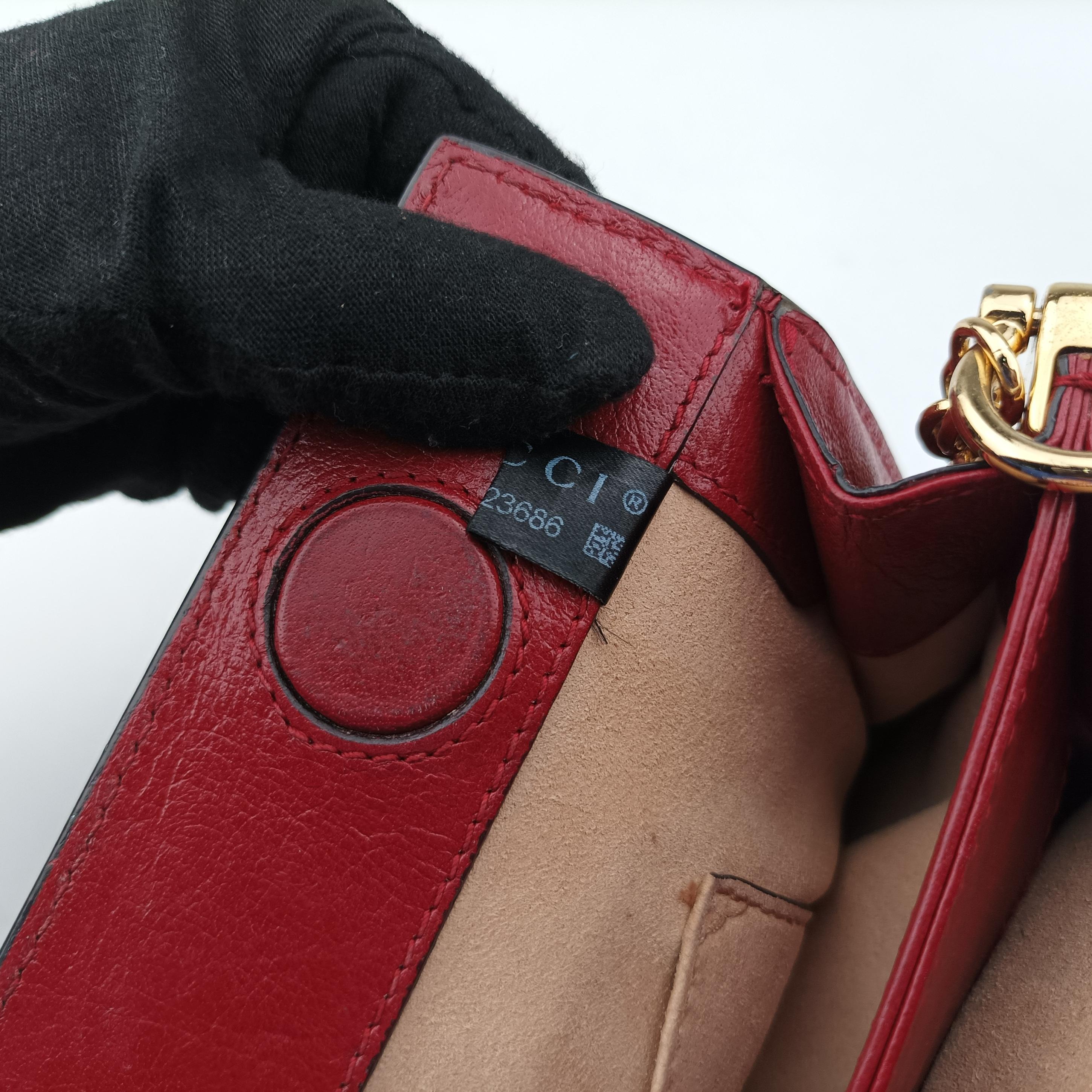 Pre-owned Gucci Ophidia Navy×red Suede x leather 503877 shoulderbag | stylenewstar