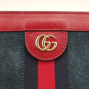 Pre-owned Gucci Ophidia Navy×red Suede x leather 503877 shoulderbag | stylenewstar