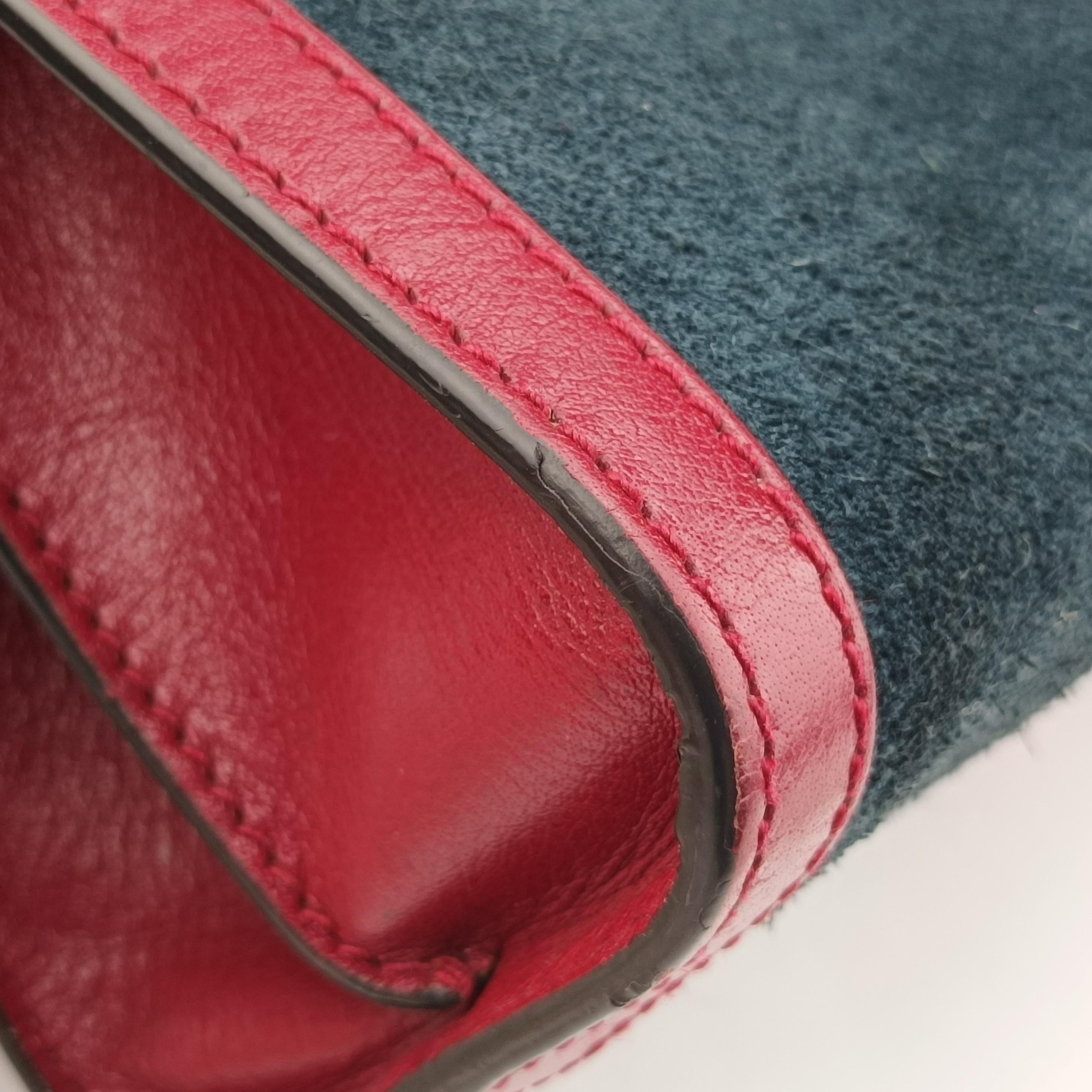 Pre-owned Gucci Ophidia Navy×red Suede x leather 503877 shoulderbag | stylenewstar