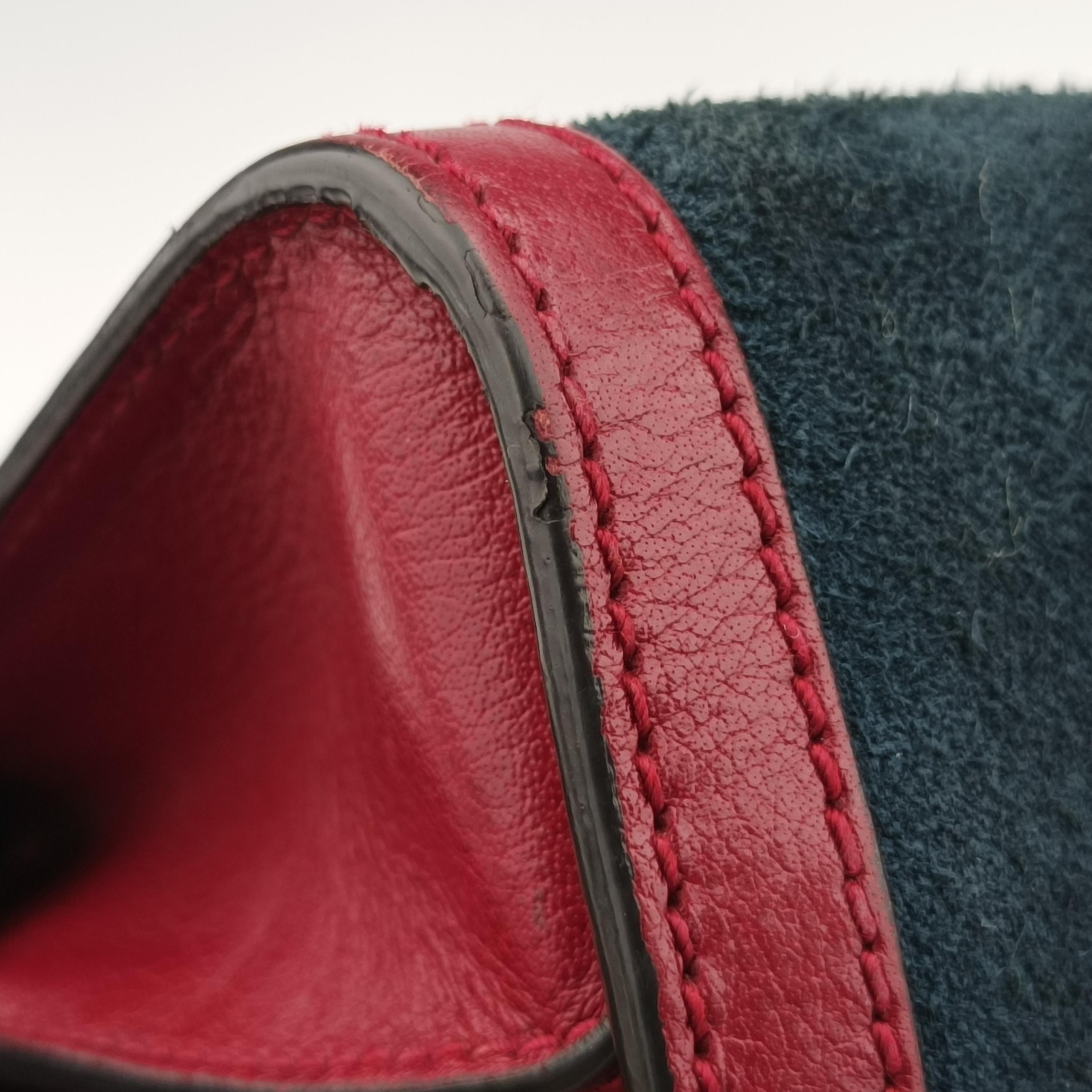 Pre-owned Gucci Ophidia Navy×red Suede x leather 503877 shoulderbag | stylenewstar