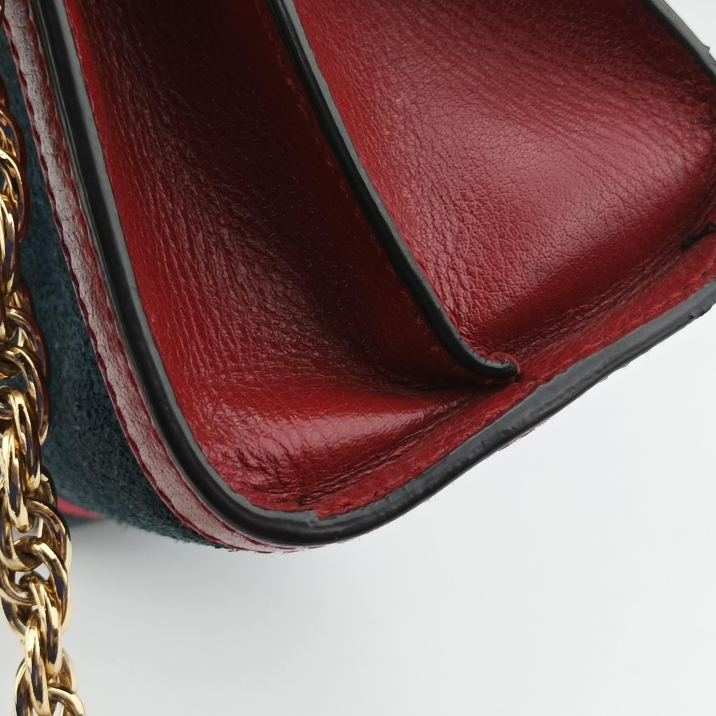 Pre-owned Gucci Ophidia Navy×red Suede x leather 503877 shoulderbag | stylenewstar