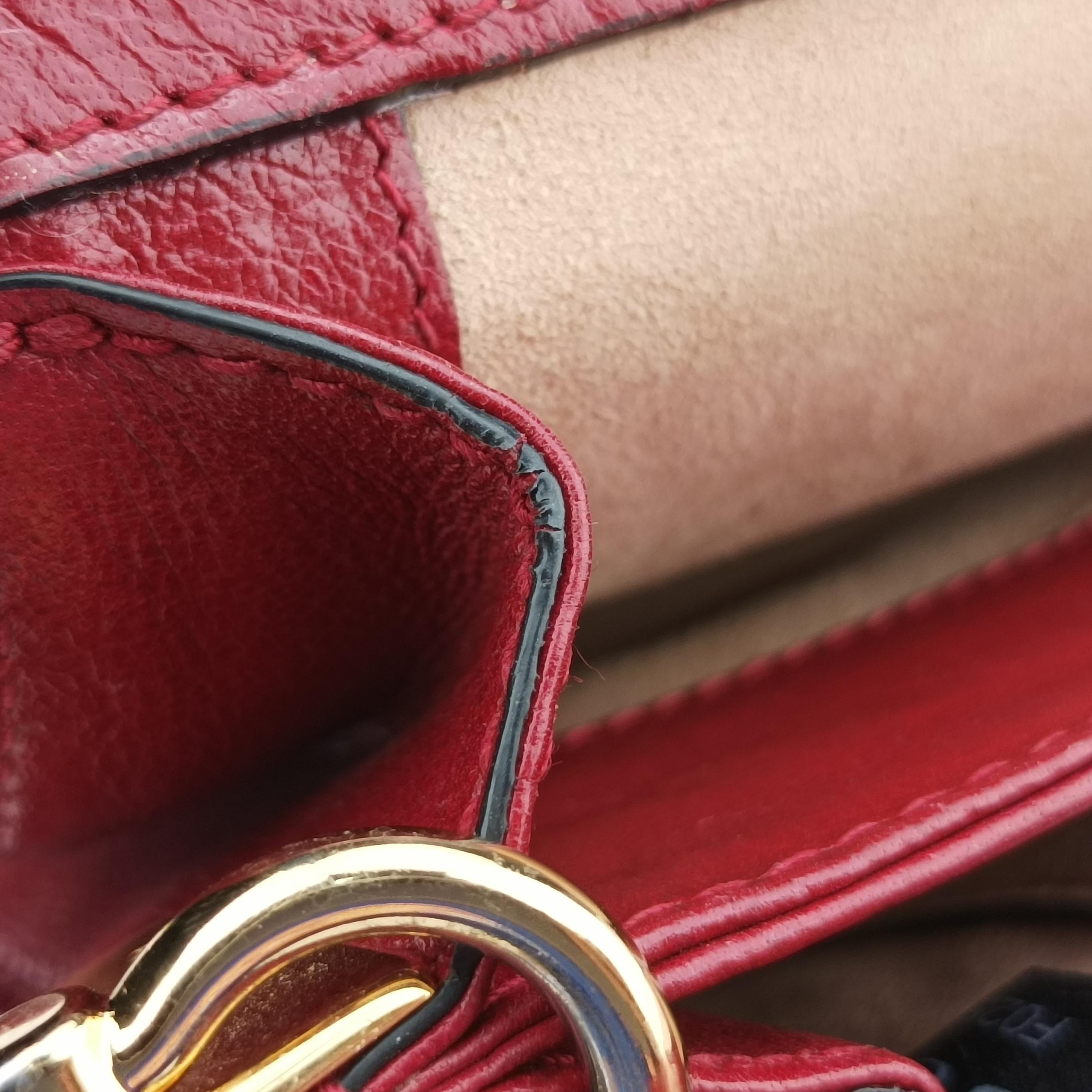 Pre-owned Gucci Ophidia Navy×red Suede x leather 503877 shoulderbag | stylenewstar