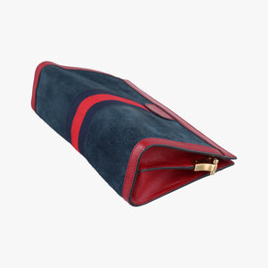 Pre-owned Gucci Ophidia Navy×red Suede x leather 503877 shoulderbag | stylenewstar